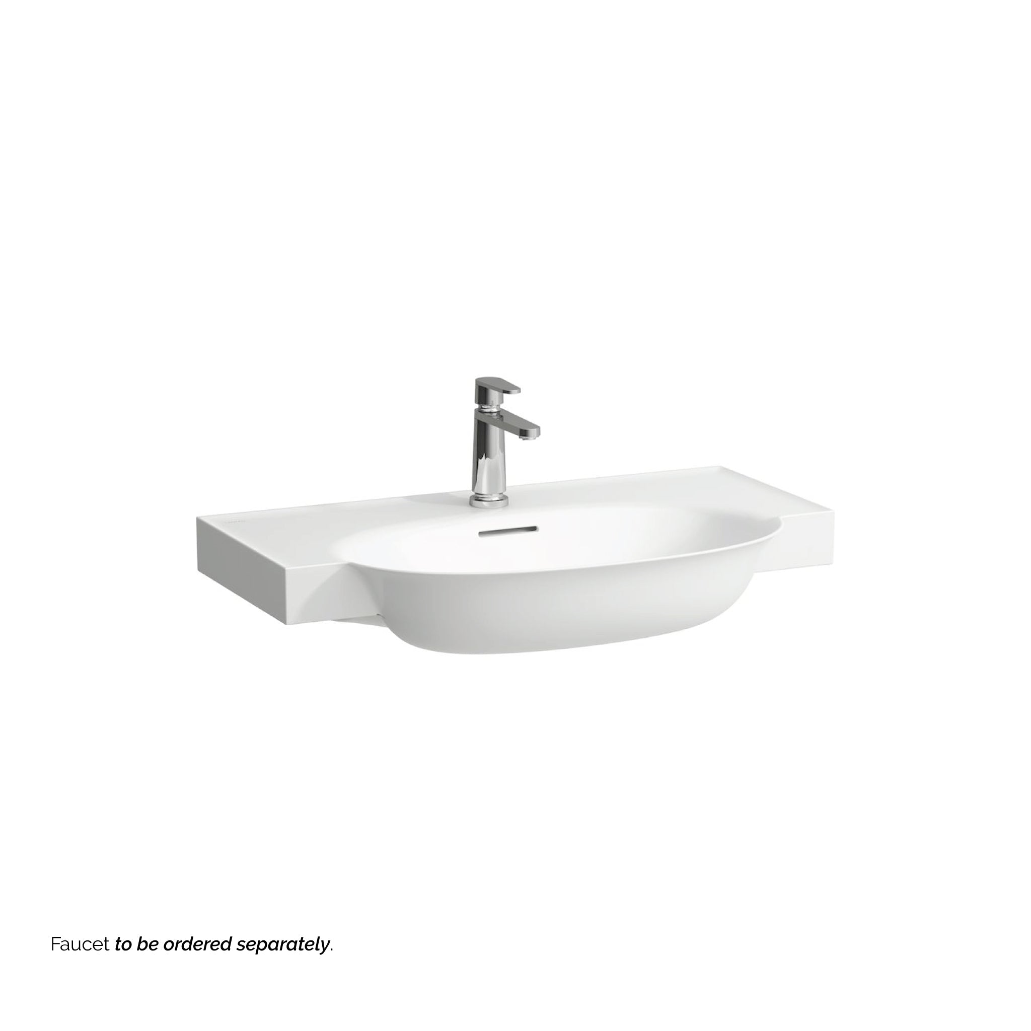 Laufen, Laufen New Classic 32" x 19" Matte White Ceramic Wall-Mounted Bathroom Sink With Faucet Hole