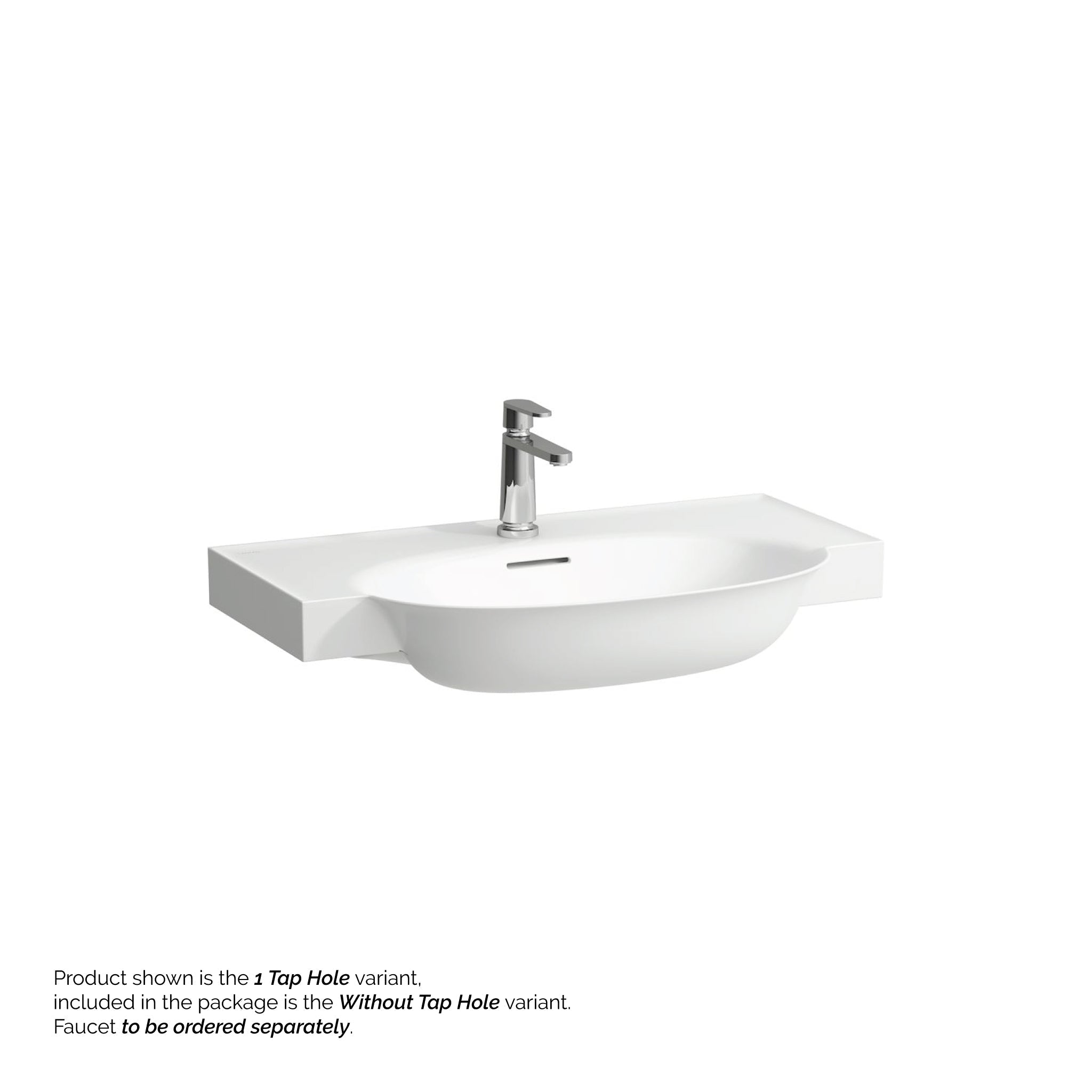 Laufen, Laufen New Classic 32" x 19" Matte White Ceramic Wall-Mounted Bathroom Sink Without Faucet Hole