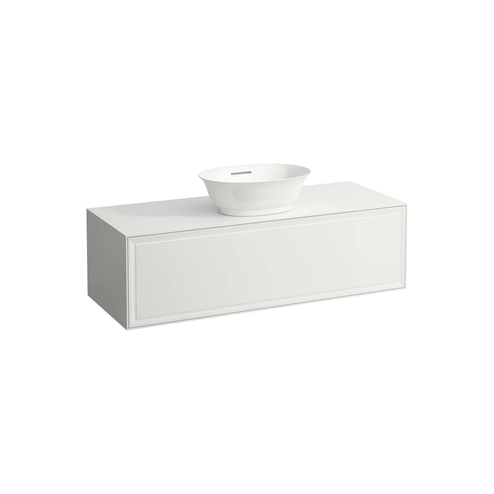 Laufen, Laufen New Classic 46" 1-Drawer Matte White Wall-Mounted Vanity With Center Sink Cut-Out