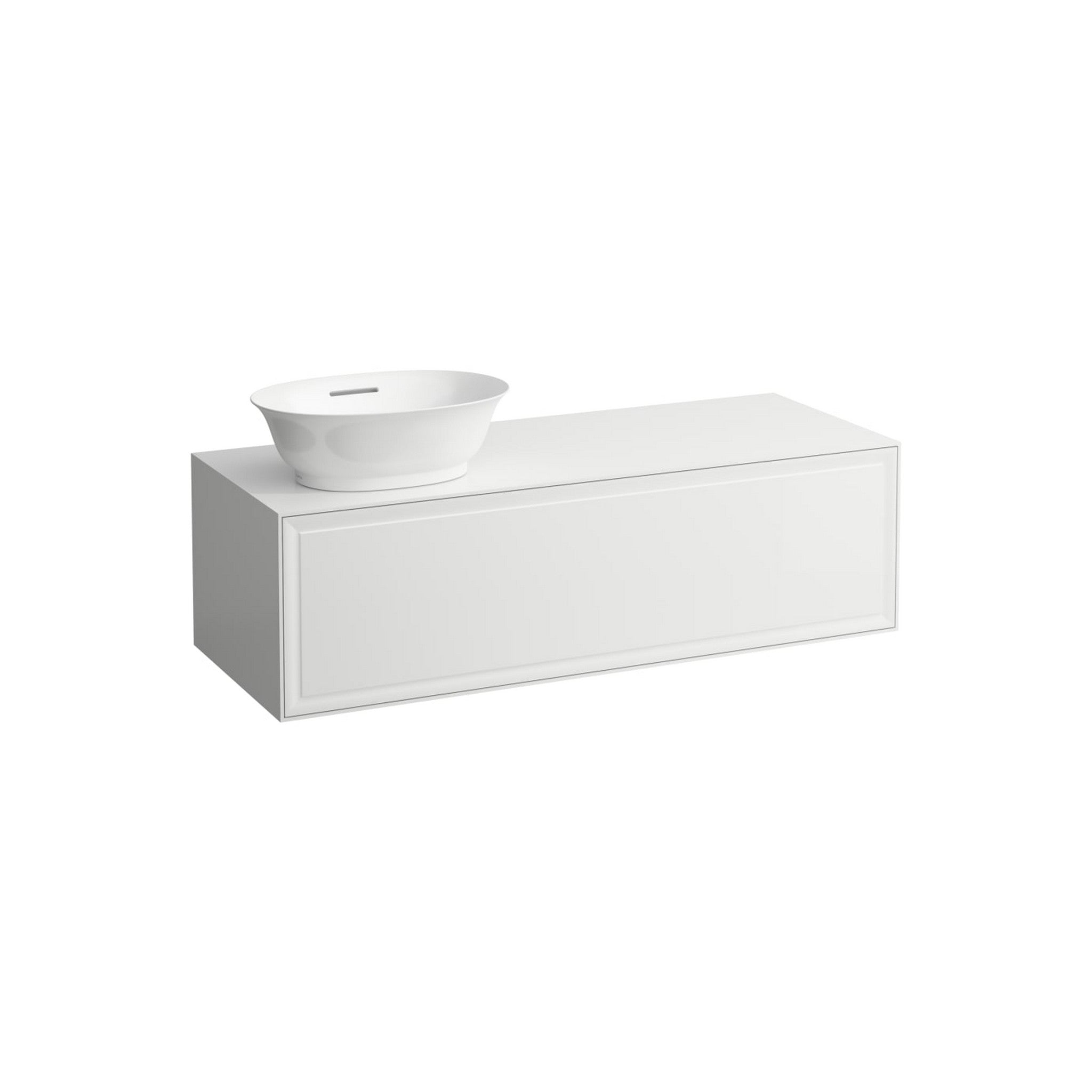 Laufen, Laufen New Classic 46" 1-Drawer Matte White Wall-Mounted Vanity With Sink Cut-out on the Left