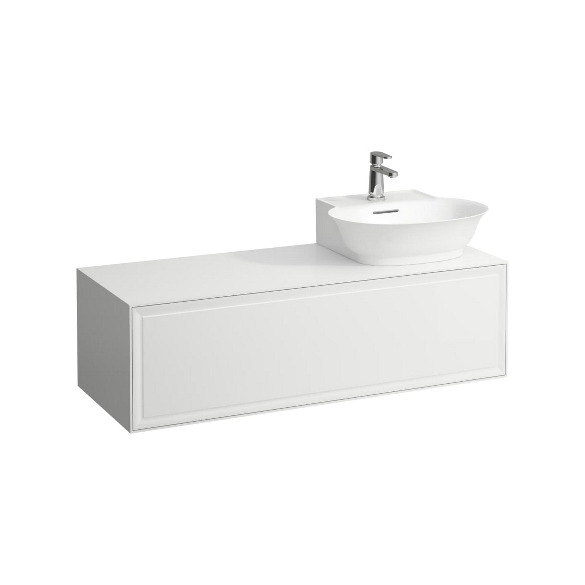 Laufen, Laufen New Classic 46" 1-Drawer Matte White Wall-Mounted Vanity With Sink Cut-out on the Right for New Classic Bathroom Sink Model: H816852