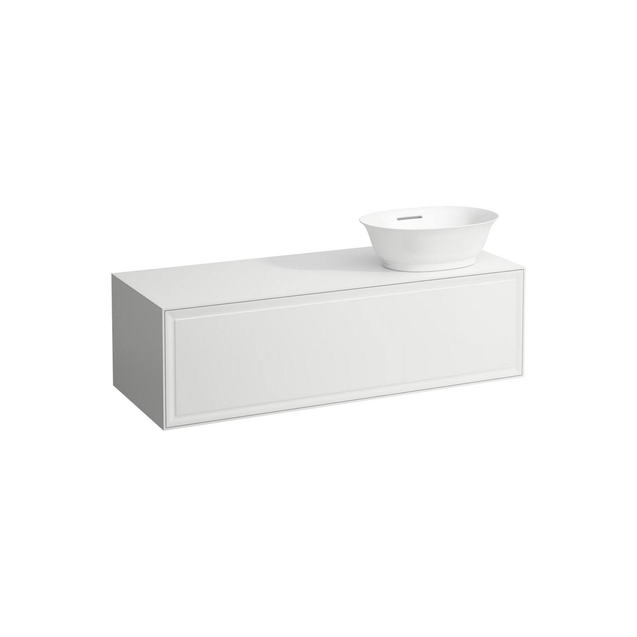 Laufen, Laufen New Classic 46" 1-Drawer Matte White Wall-Mounted Vanity With Sink Cut-out on the Right