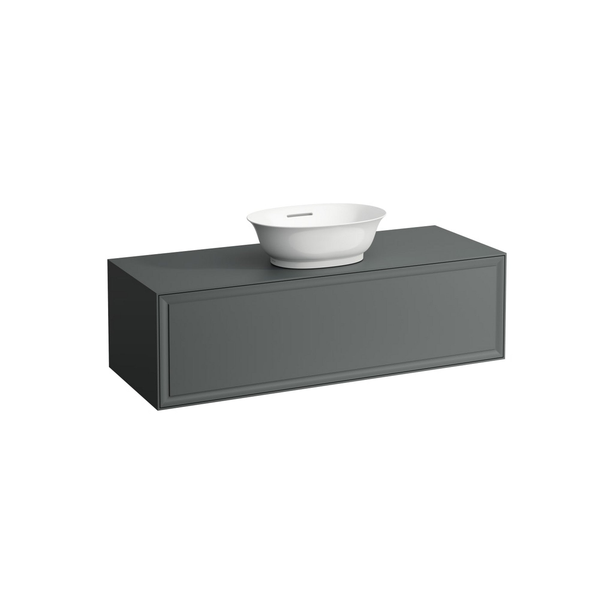 Laufen, Laufen New Classic 46" 1-Drawer Traffic Gray Wall-Mounted Vanity With Center Sink Cut-Out