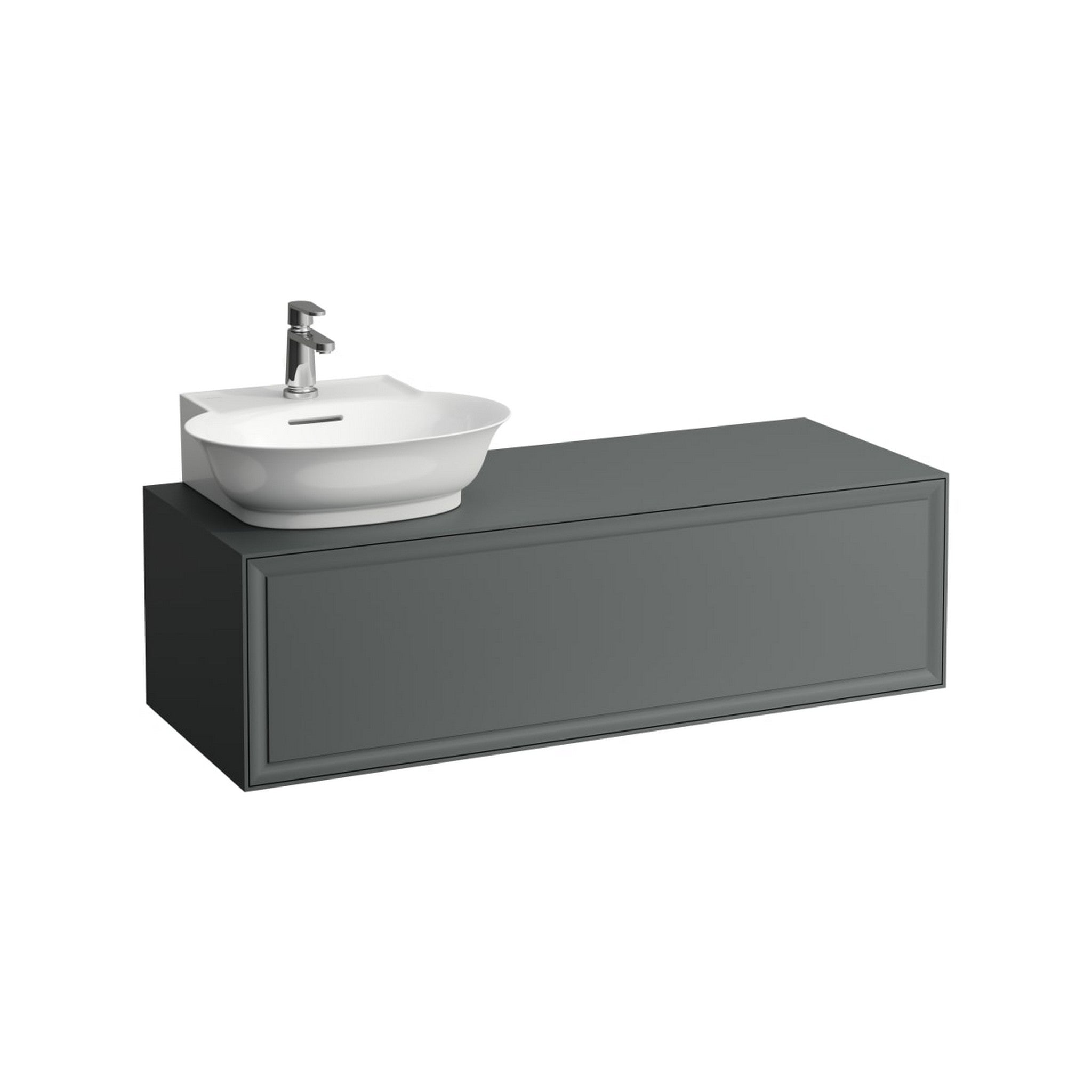 Laufen, Laufen New Classic 46" 1-Drawer Traffic Gray Wall-Mounted Vanity With Sink Cut-out on the Left for New Classic Bathroom Sink Model: H816852