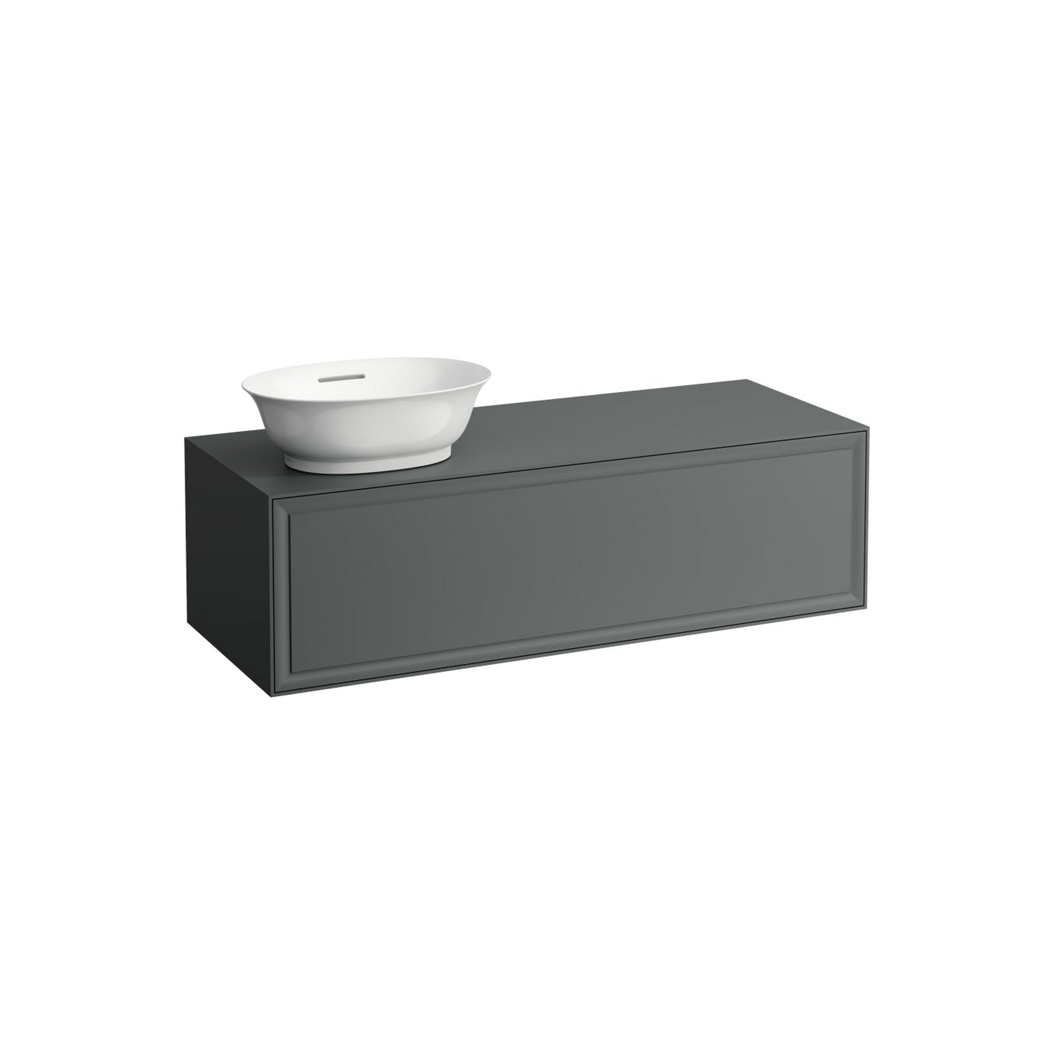 Laufen, Laufen New Classic 46" 1-Drawer Traffic Gray Wall-Mounted Vanity With Sink Cut-out on the Left