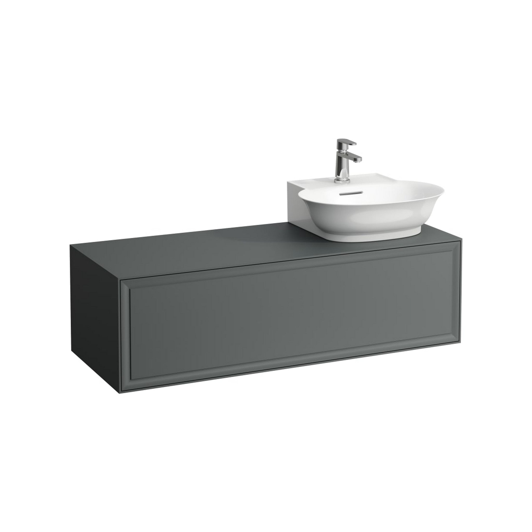 Laufen, Laufen New Classic 46" 1-Drawer Traffic Gray Wall-Mounted Vanity With Sink Cut-out on the Right for New Classic Bathroom Sink Model: H816852