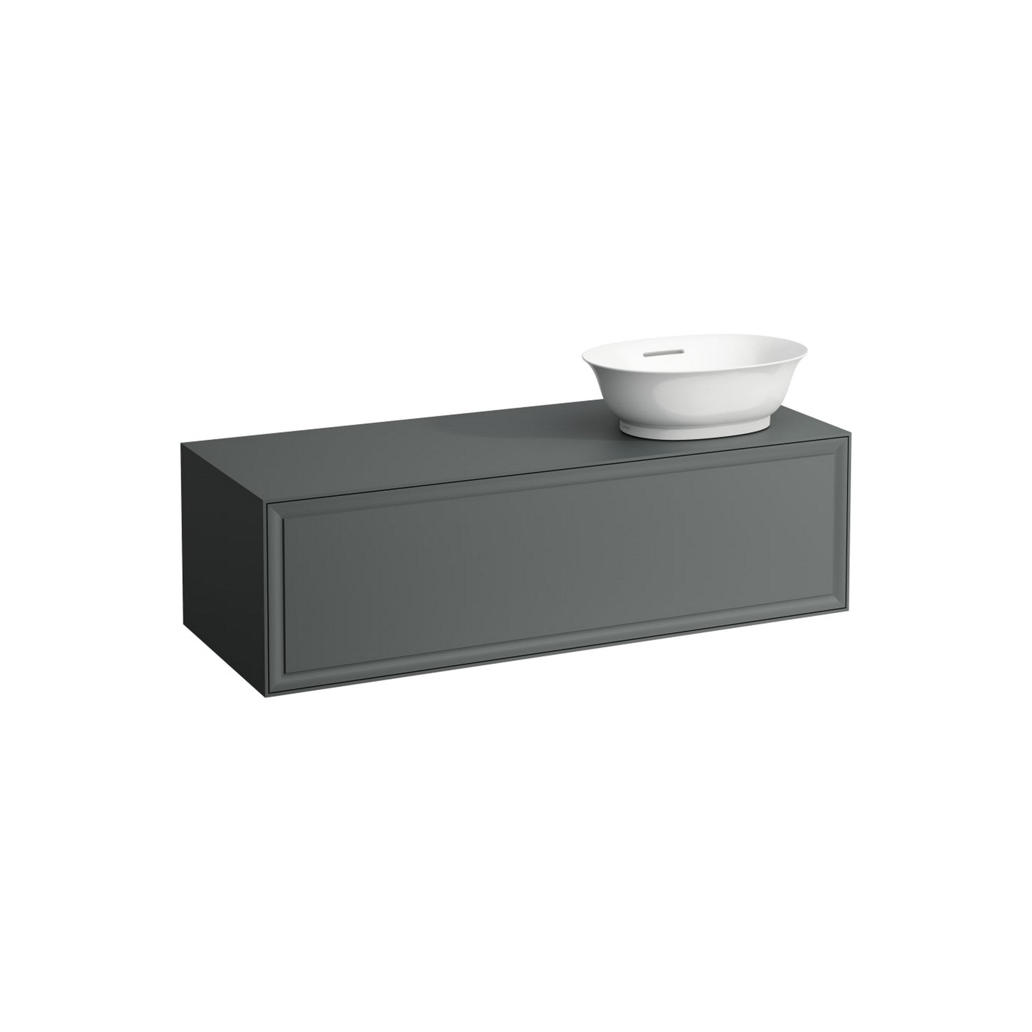 Laufen, Laufen New Classic 46" 1-Drawer Traffic Gray Wall-Mounted Vanity With Sink Cut-out on the Right