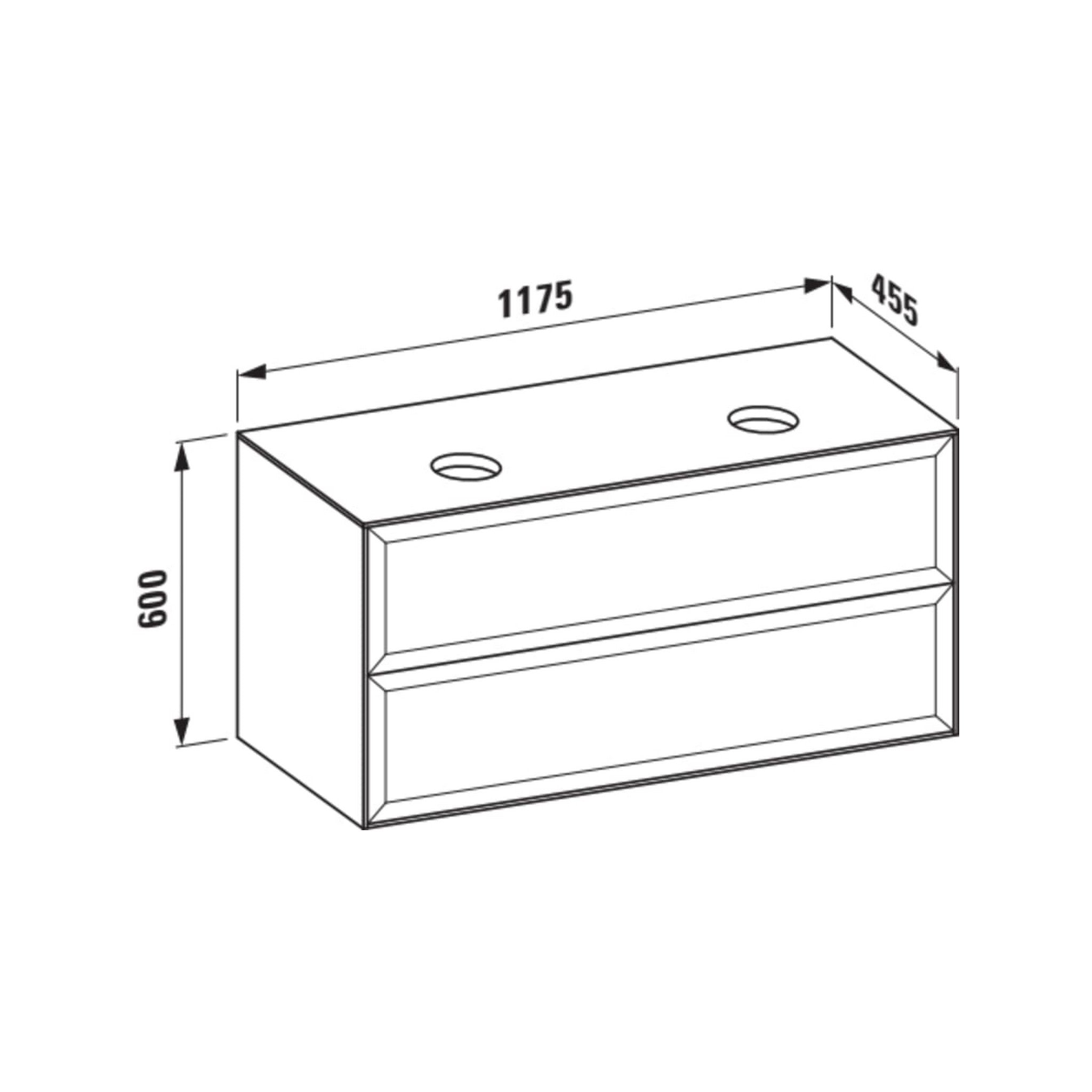 Laufen, Laufen New Classic 46" 2-Drawer Blacked Oak Wall-Mounted Double Vanity