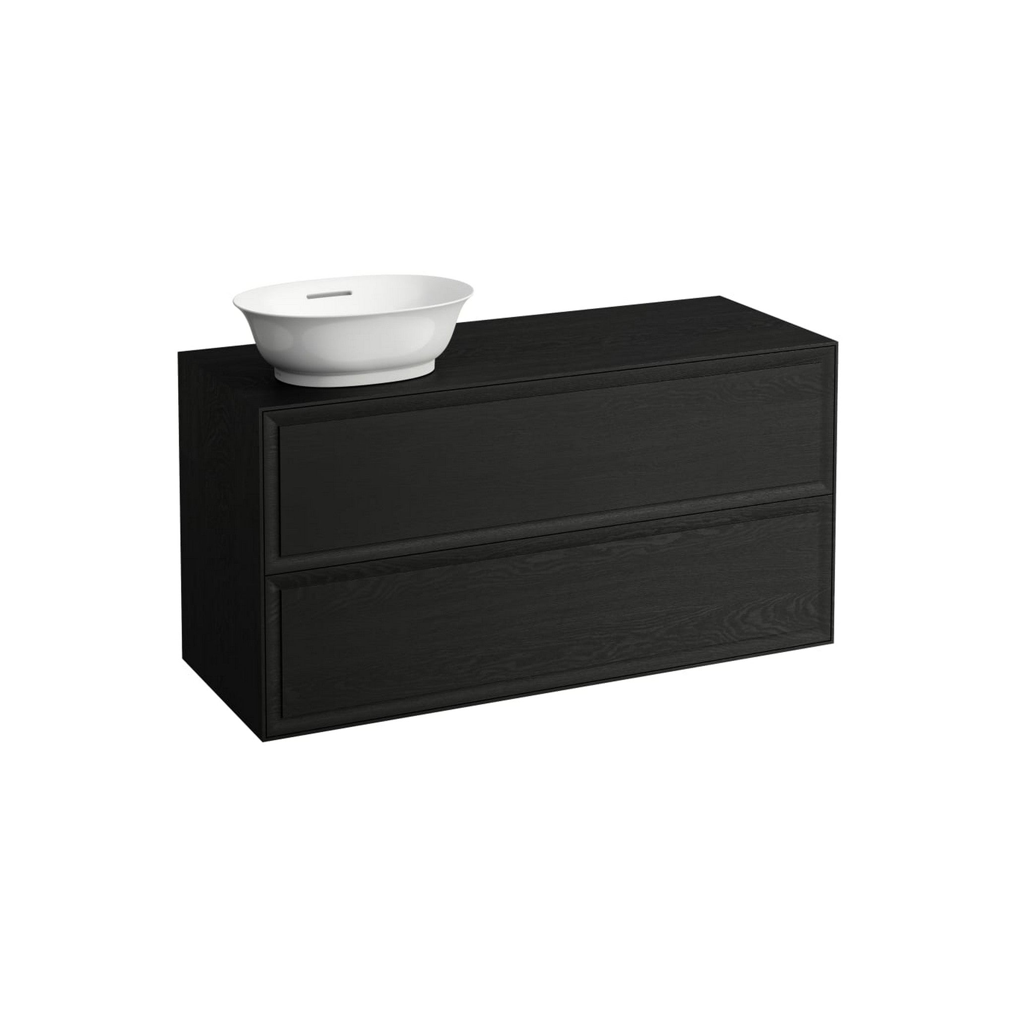 Laufen, Laufen New Classic 46" 2-Drawer Blacked Oak Wall-Mounted Vanity With Sink Cut-out on the Left