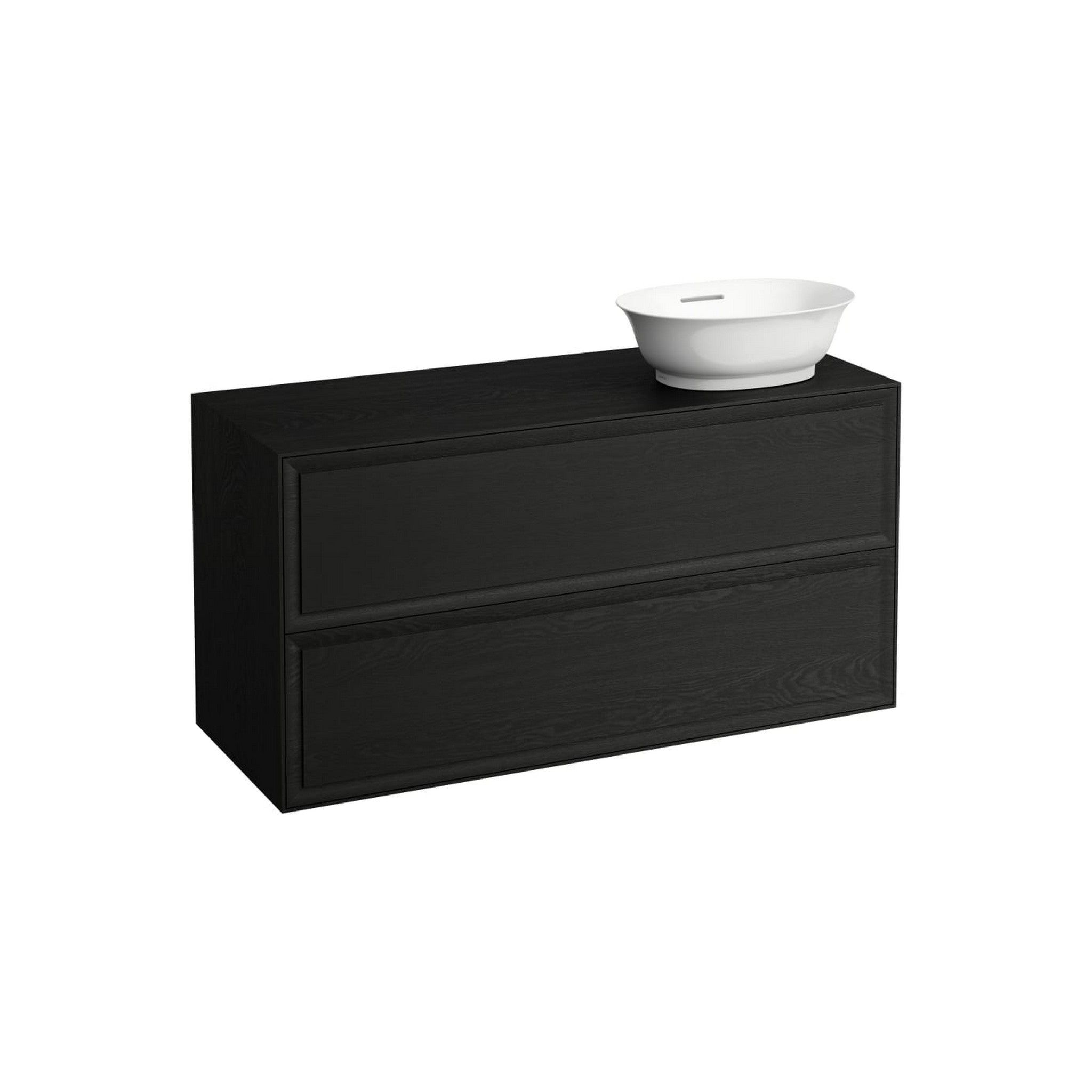 Laufen, Laufen New Classic 46" 2-Drawer Blacked Oak Wall-Mounted Vanity With Sink Cut-out on the Right