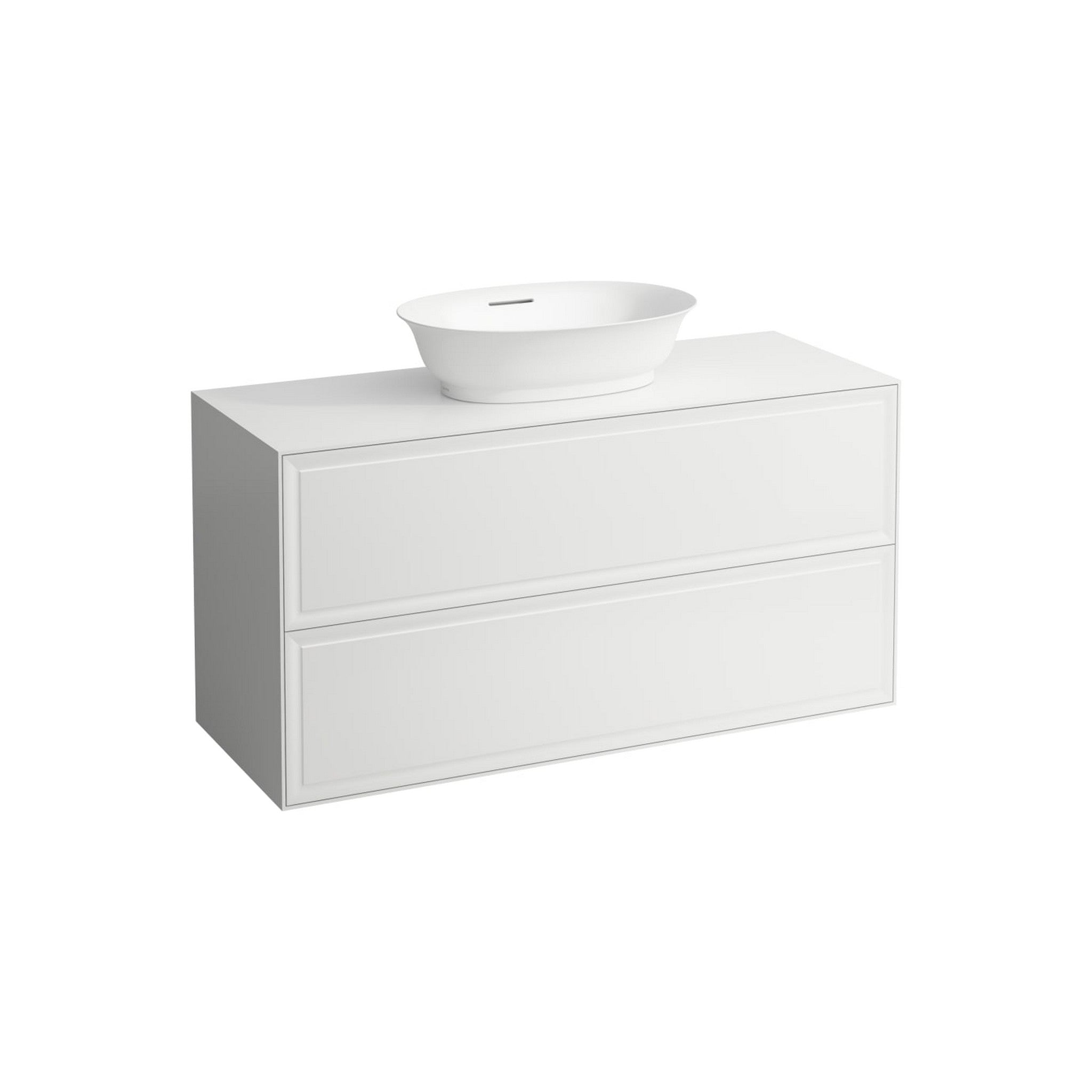 Laufen, Laufen New Classic 46" 2-Drawer Matte White Wall-Mounted Vanity With Center Sink Cut-Out