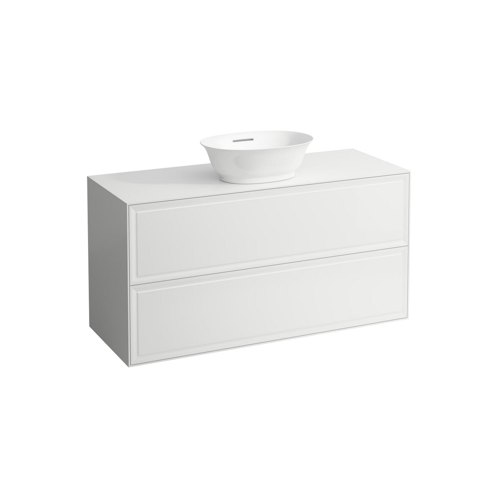 Laufen, Laufen New Classic 46" 2-Drawer Matte White Wall-Mounted Vanity With Center Sink Cut-Out