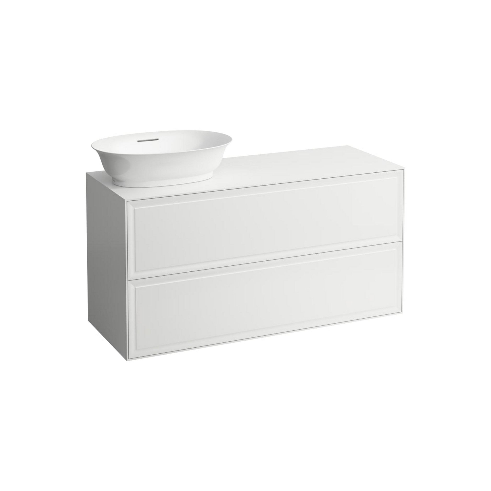 Laufen, Laufen New Classic 46" 2-Drawer Matte White Wall-Mounted Vanity With Sink Cut-out on the Left