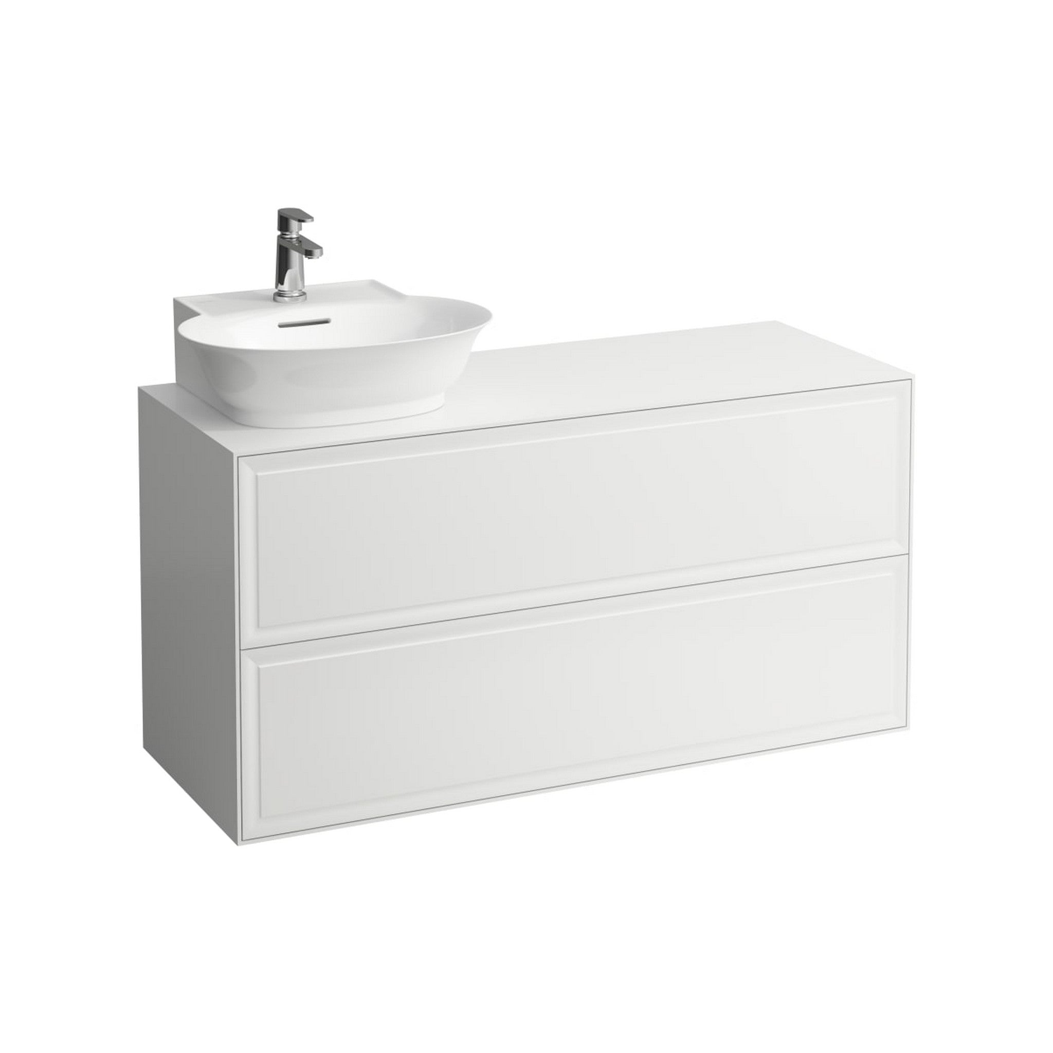 Laufen, Laufen New Classic 46" 2-Drawer Matte White Wall-Mounted Vanity With Sink Cut-out on the Left for New Classic Bathroom Sink Model: H816852