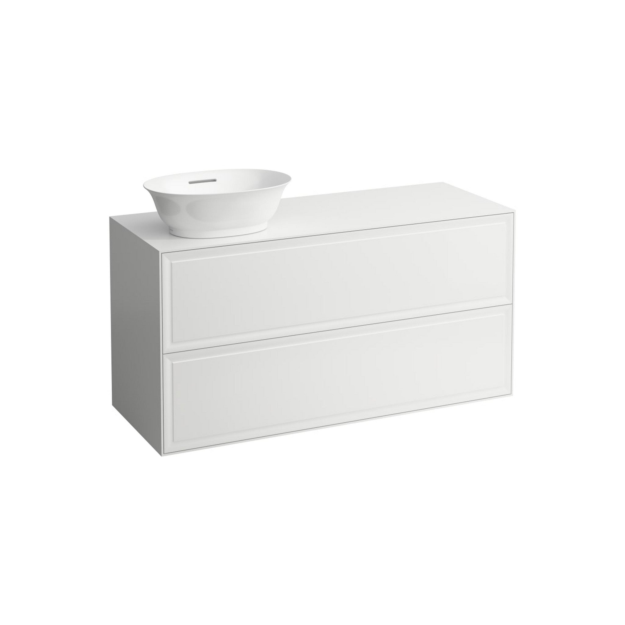 Laufen, Laufen New Classic 46" 2-Drawer Matte White Wall-Mounted Vanity With Sink Cut-out on the Left