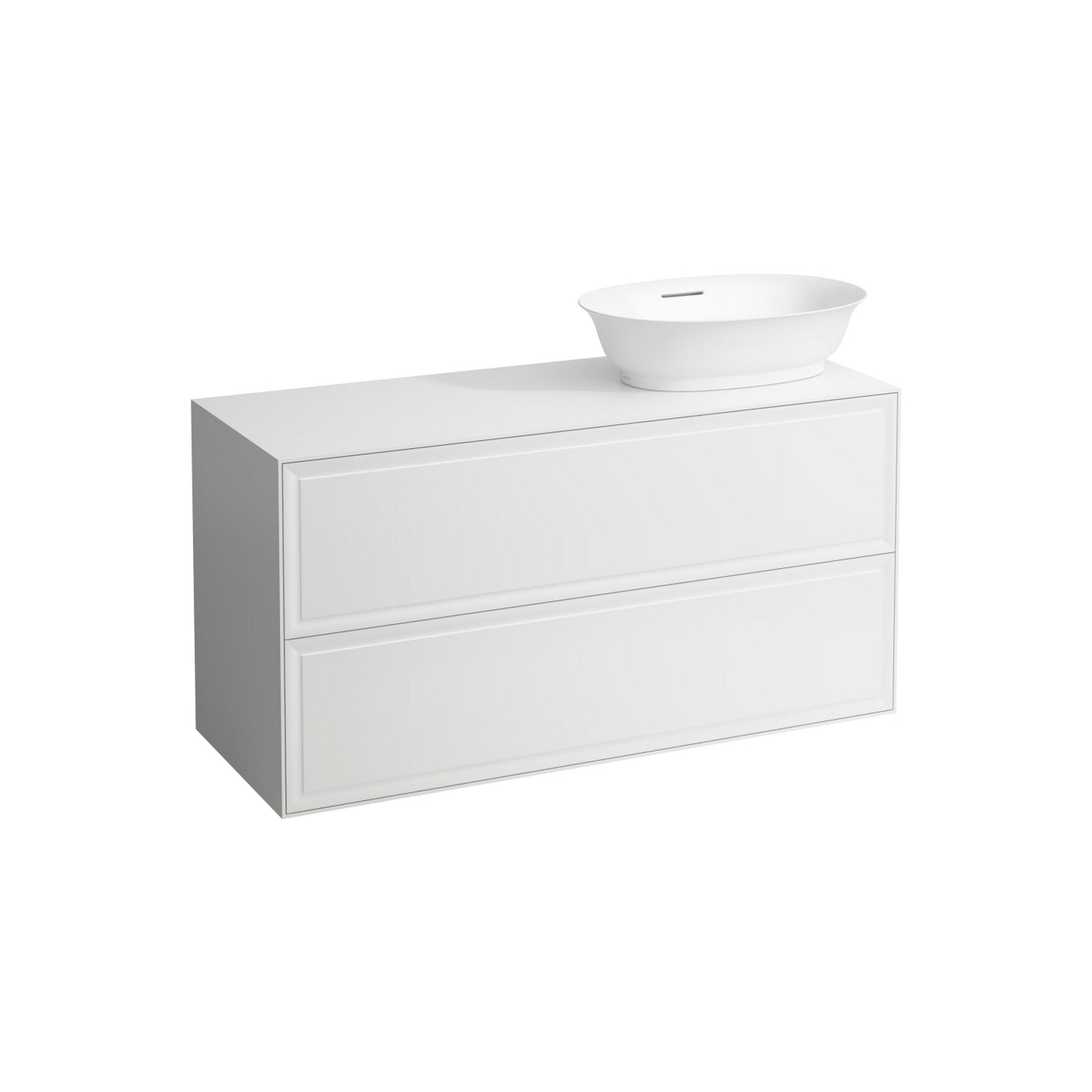 Laufen, Laufen New Classic 46" 2-Drawer Matte White Wall-Mounted Vanity With Sink Cut-out on the Right