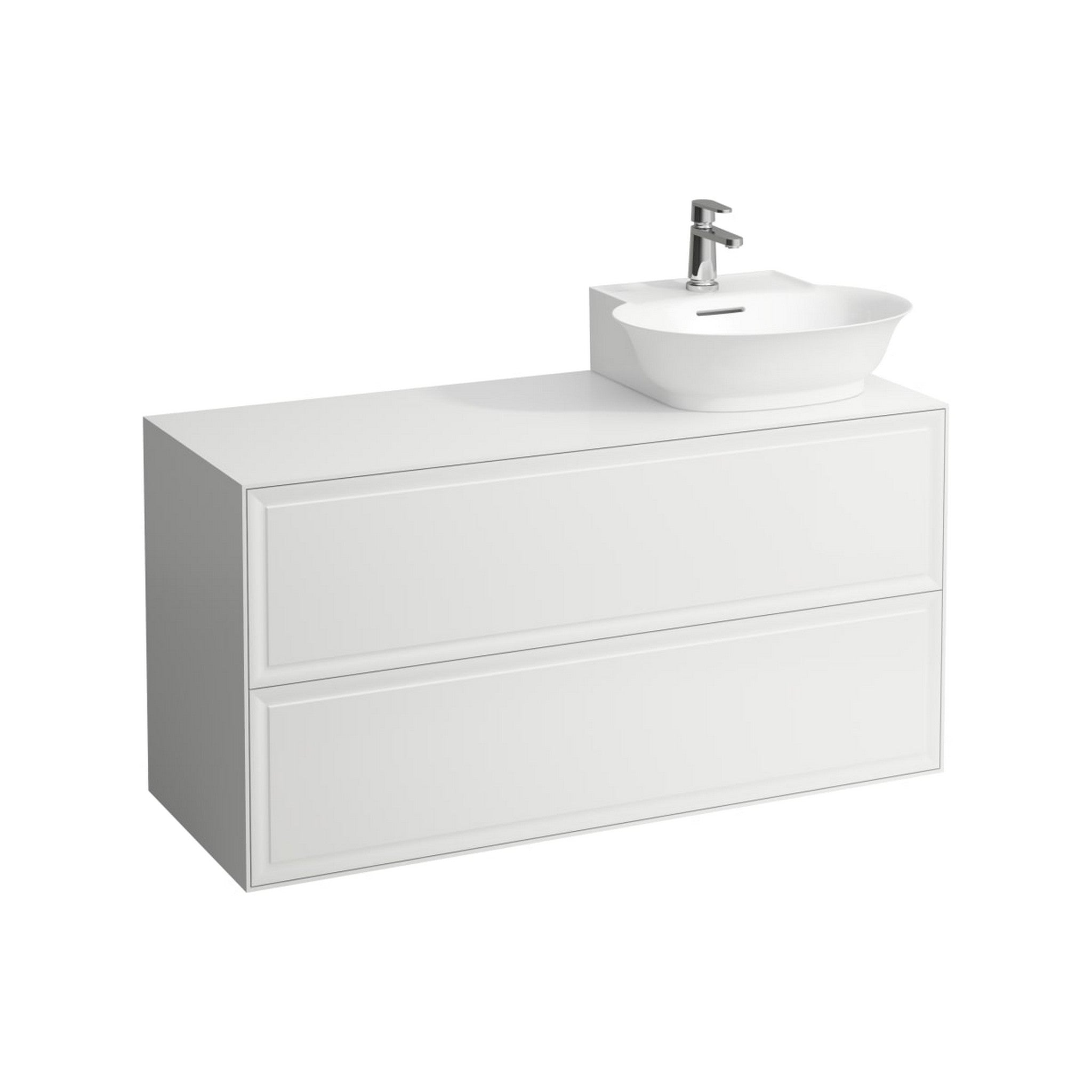 Laufen, Laufen New Classic 46" 2-Drawer Matte White Wall-Mounted Vanity With Sink Cut-out on the Right for New Classic Bathroom Sink Model: H816852