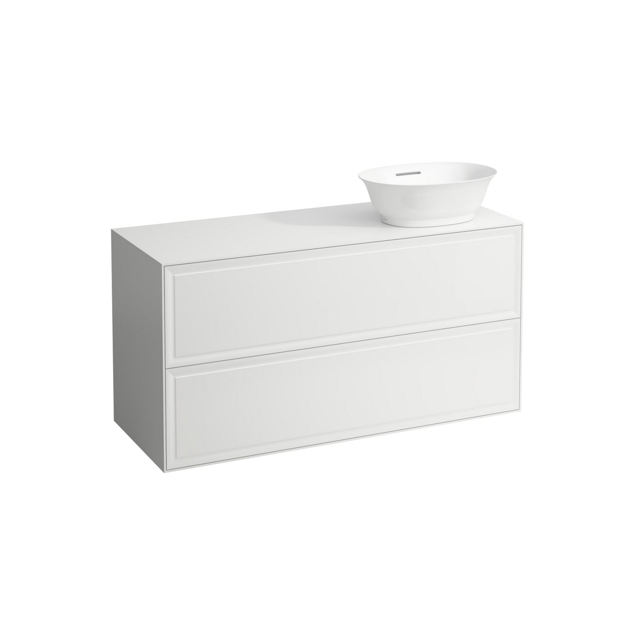 Laufen, Laufen New Classic 46" 2-Drawer Matte White Wall-Mounted Vanity With Sink Cut-out on the Right