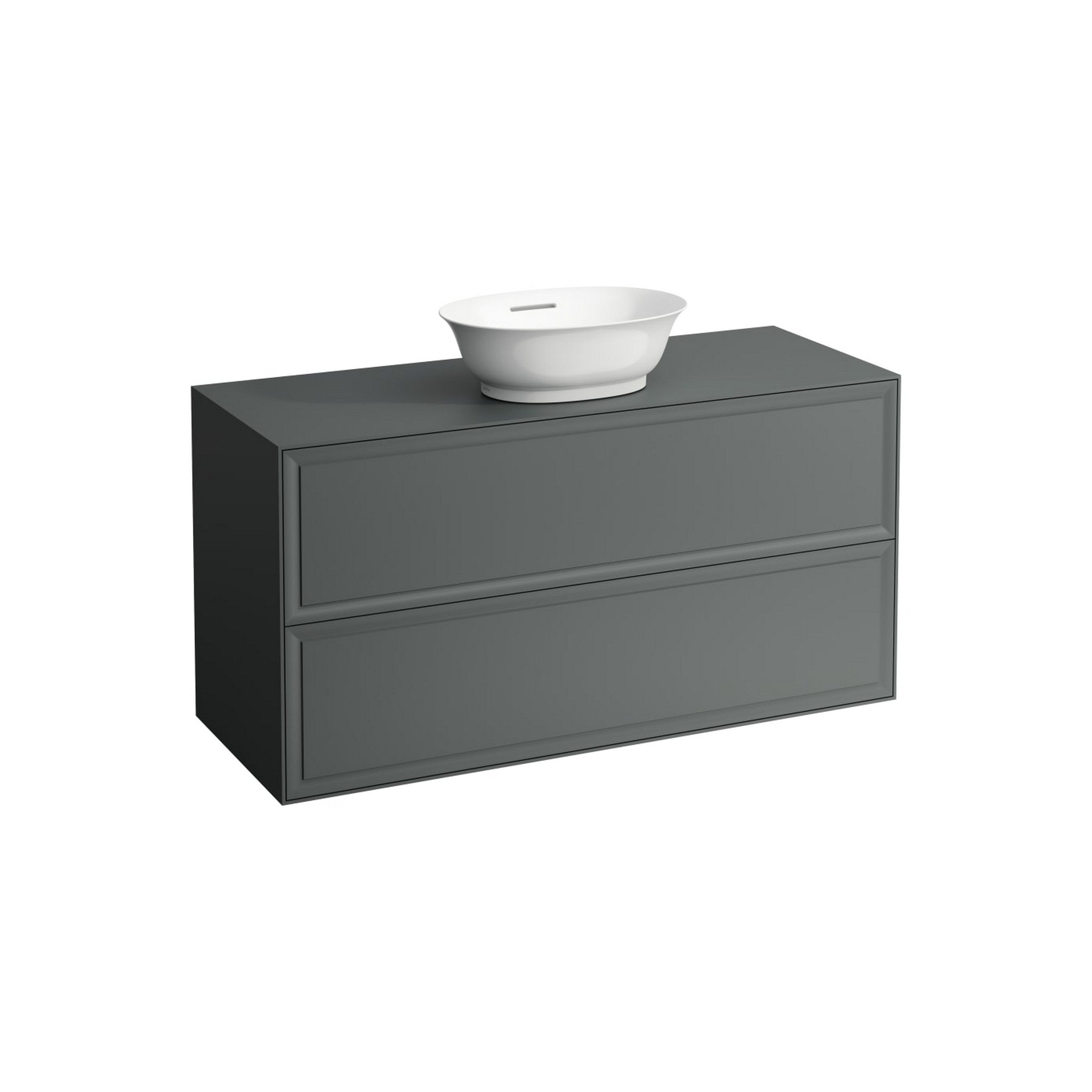 Laufen, Laufen New Classic 46" 2-Drawer Traffic Gray Wall-Mounted Vanity With Center Sink Cut-Out