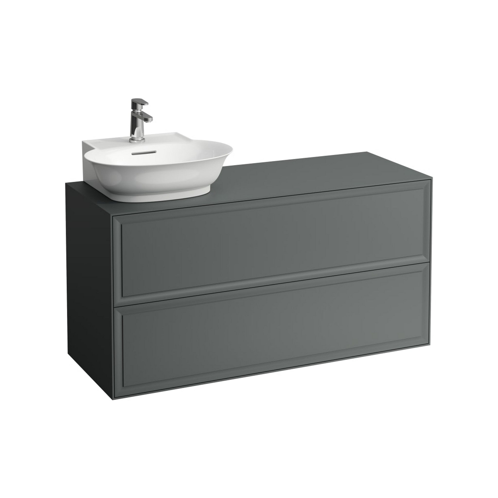 Laufen, Laufen New Classic 46" 2-Drawer Traffic Gray Wall-Mounted Vanity With Sink Cut-out on the Left for New Classic Bathroom Sink Model: H816852