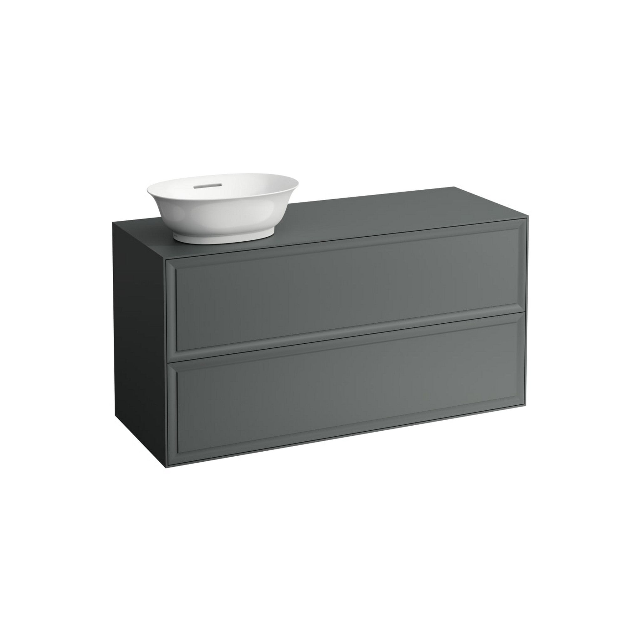 Laufen, Laufen New Classic 46" 2-Drawer Traffic Gray Wall-Mounted Vanity With Sink Cut-out on the Left