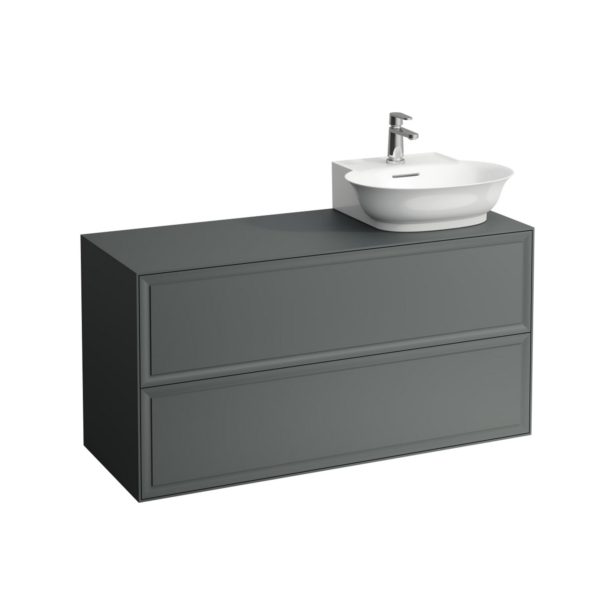 Laufen, Laufen New Classic 46" 2-Drawer Traffic Gray Wall-Mounted Vanity With Sink Cut-out on the Right for New Classic Bathroom Sink Model: H816852