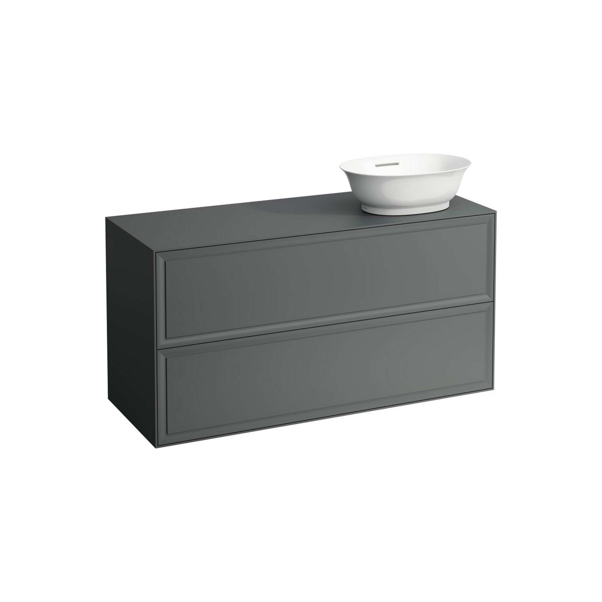 Laufen, Laufen New Classic 46" 2-Drawer Traffic Gray Wall-Mounted Vanity With Sink Cut-out on the Right