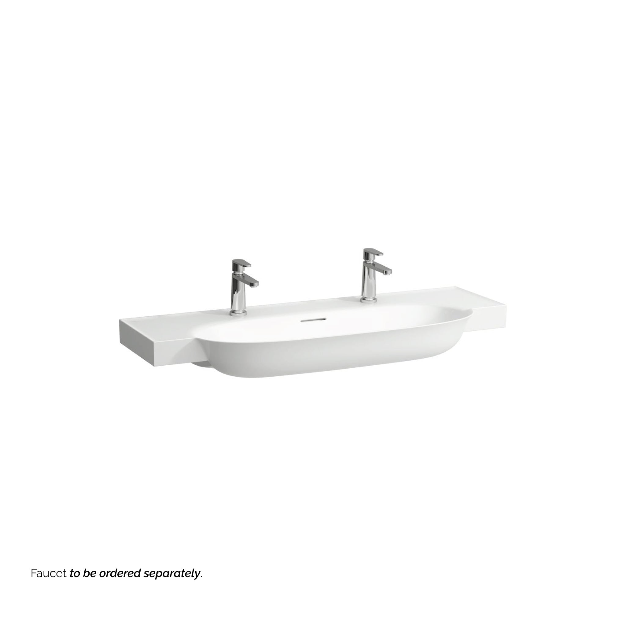 Laufen, Laufen New Classic 47" x 19" Matte White Ceramic Wall-Mounted Bathroom Sink With 2 Faucet Holes