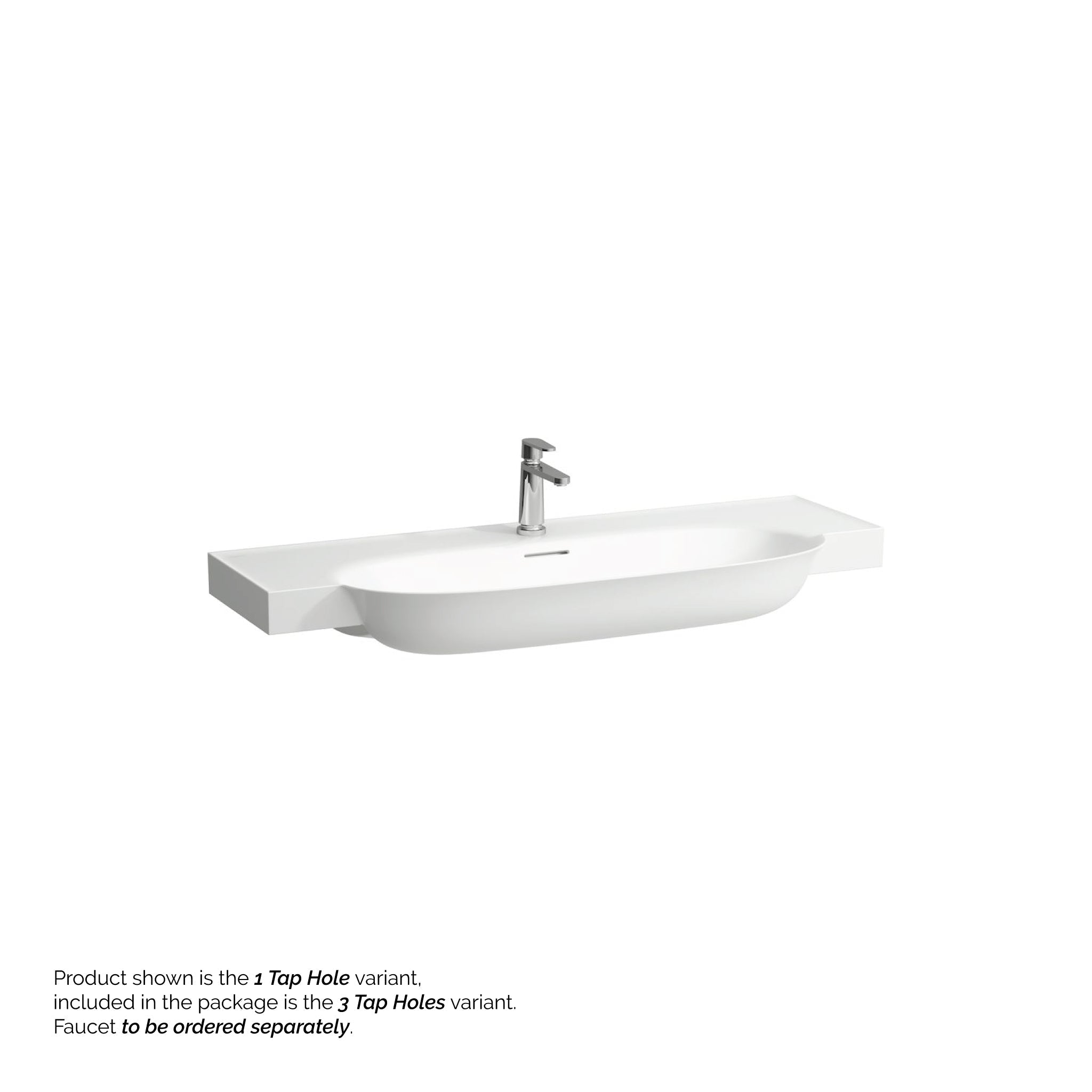 Laufen, Laufen New Classic 47" x 19" Matte White Ceramic Wall-Mounted Bathroom Sink With 3 Faucet Holes