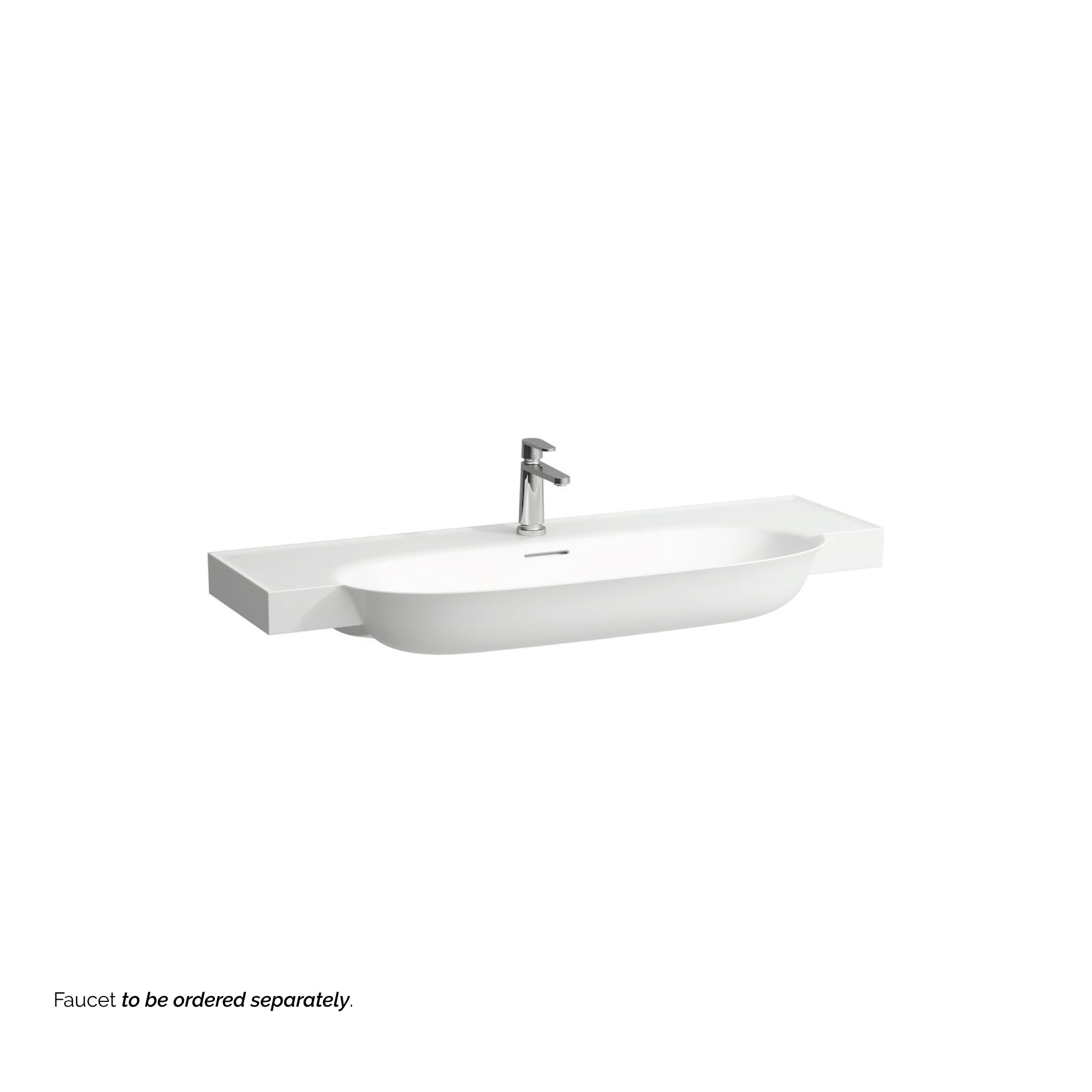 Laufen, Laufen New Classic 47" x 19" Matte White Ceramic Wall-Mounted Bathroom Sink With Faucet Hole