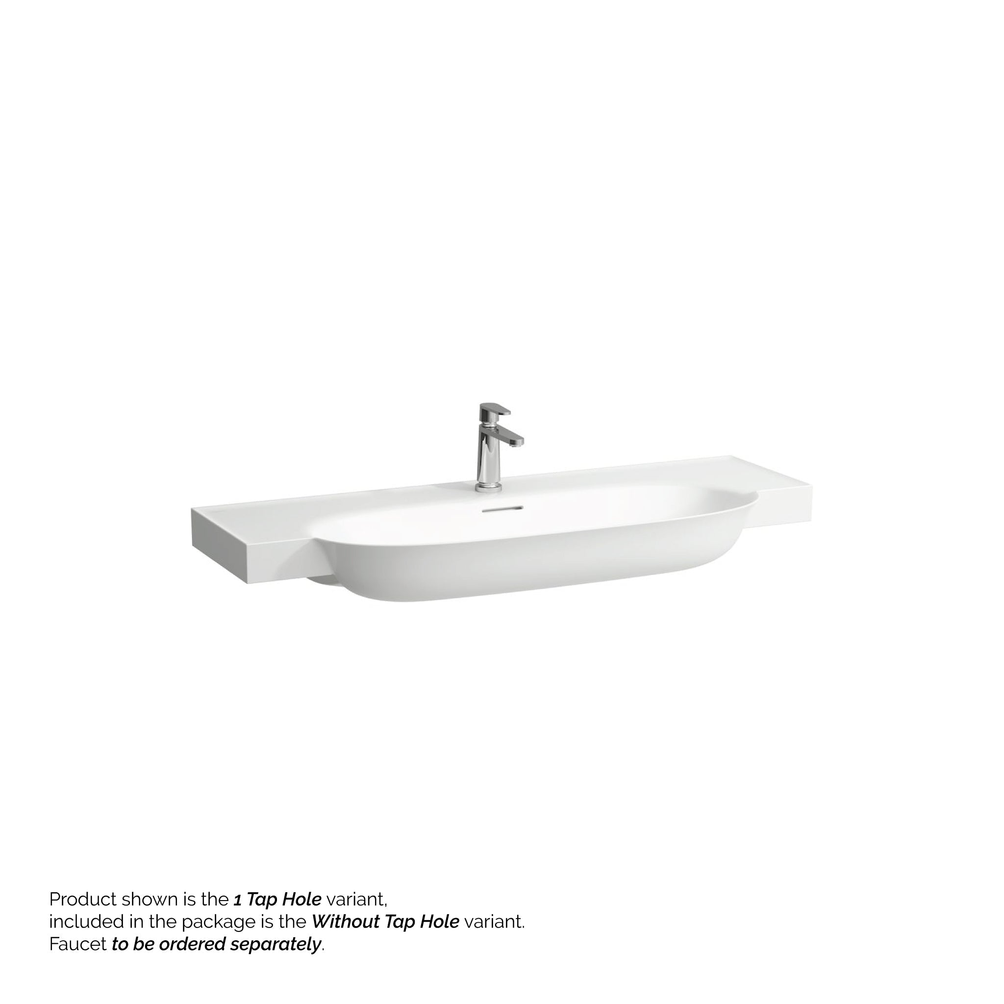 Laufen, Laufen New Classic 47" x 19" Matte White Ceramic Wall-Mounted Bathroom Sink Without Faucet Hole