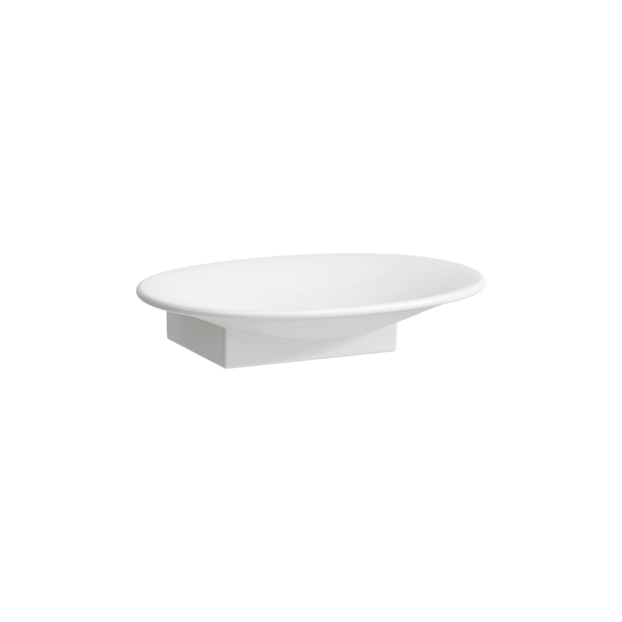 Laufen, Laufen New Classic 6" Oval Matte White Ceramic Wall-Mounted Soap Dish