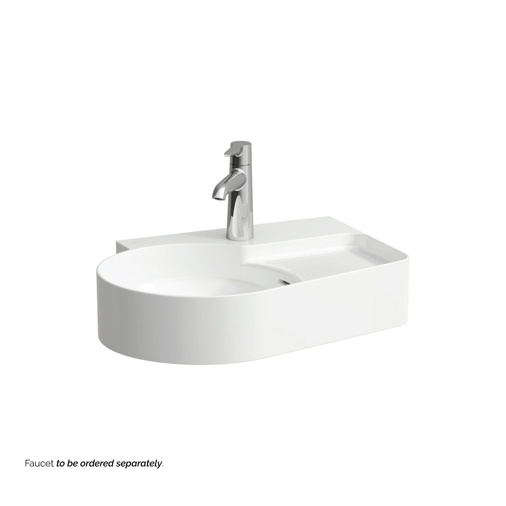 Laufen, Laufen Val 21" x 16" Matte White Countertop Bathroom Sink With Faucet Hole on the Right