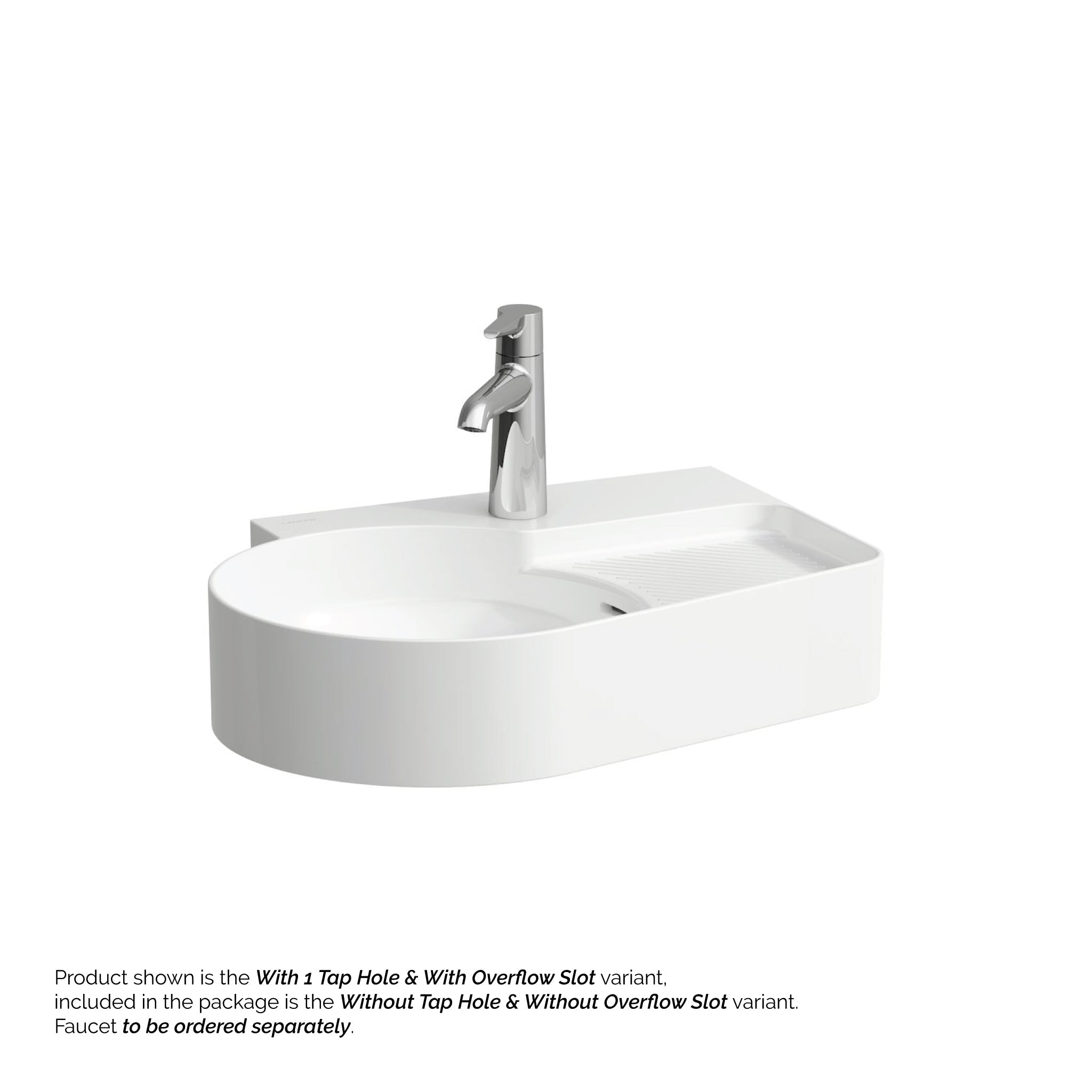 Laufen, Laufen Val 21" x 16" Matte White Countertop Bathroom Sink Without Faucet Hole and Overflow Slot