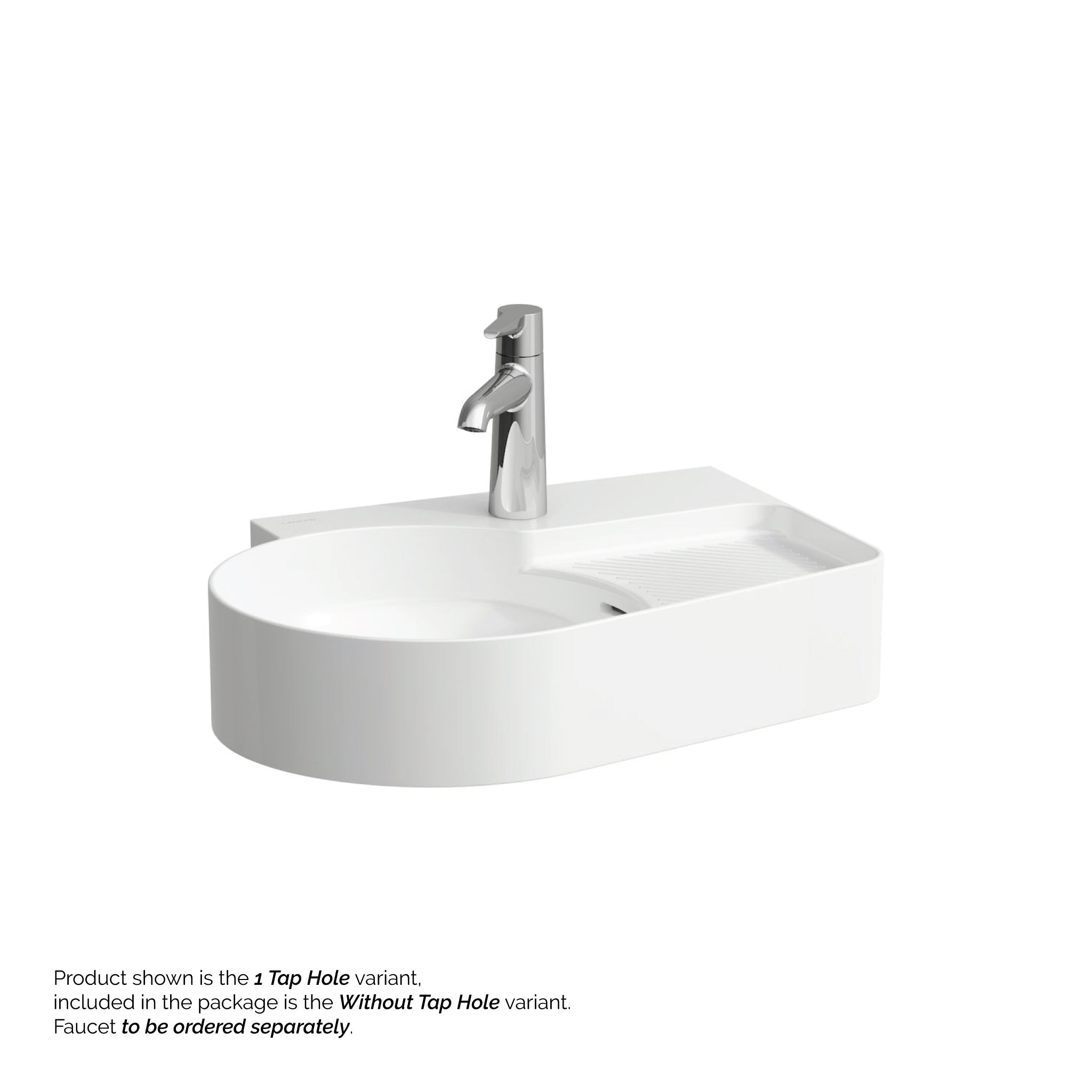 Laufen, Laufen Val 21" x 16" Matte White Countertop Bathroom Sink Without Faucet Hole