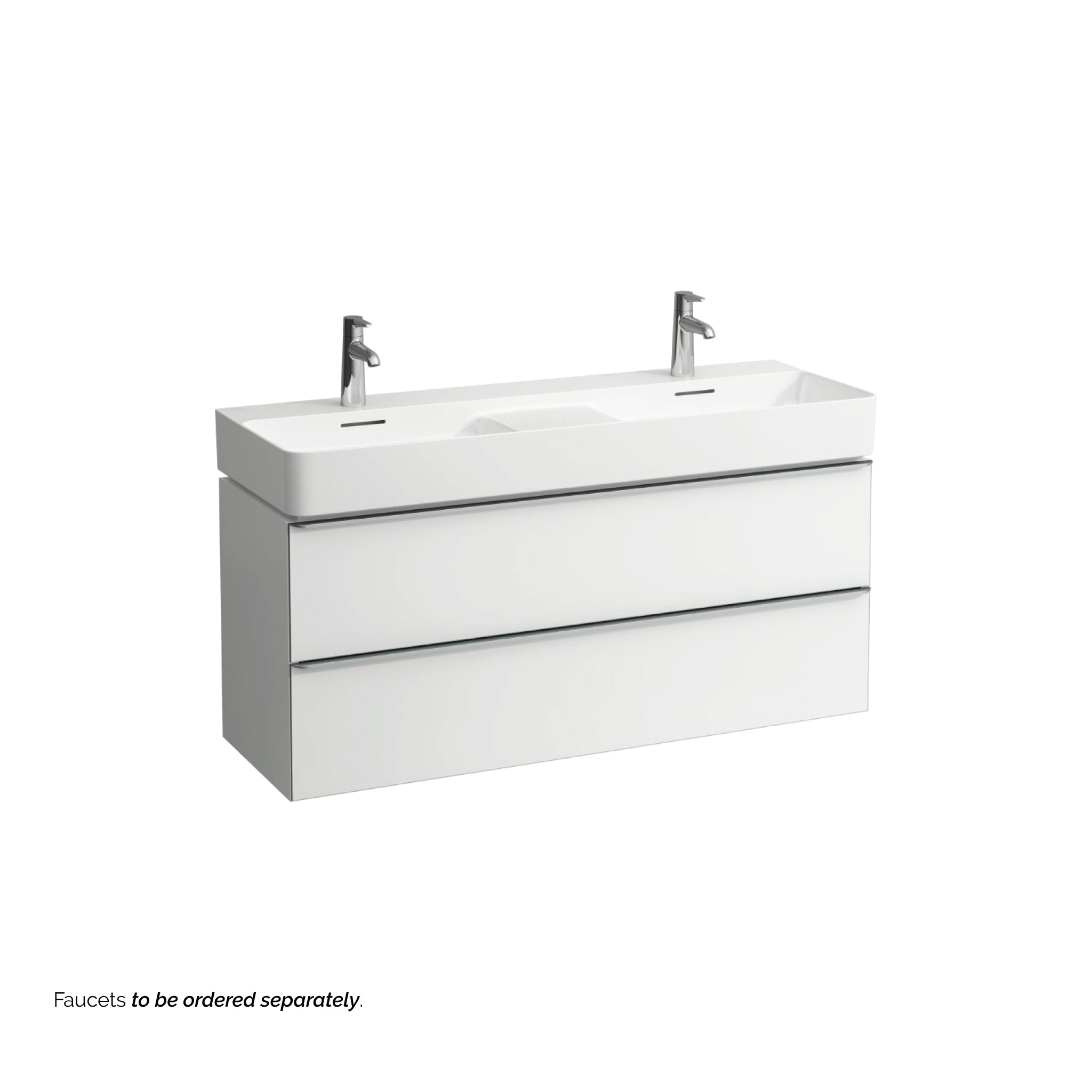 Laufen, Laufen Val 47" x 17" Matte White Ceramic Wall-Mounted Double Bathroom Sink With 2 Faucet Holes