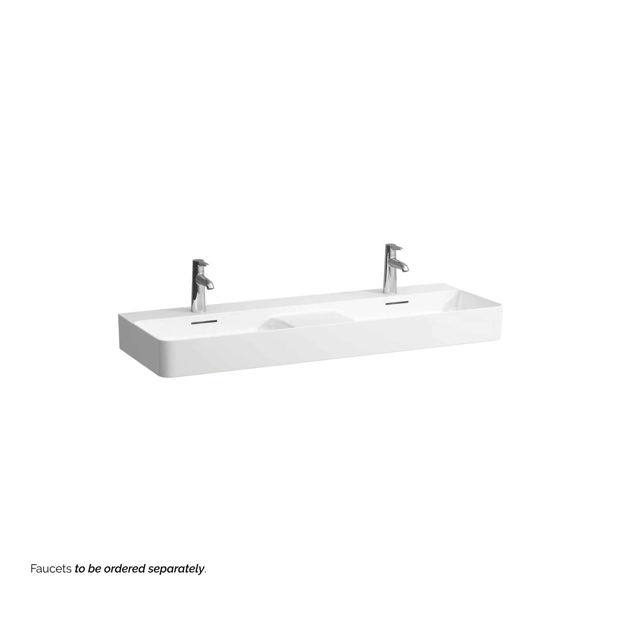 Laufen, Laufen Val 47" x 17" Matte White Ceramic Wall-Mounted Double Bathroom Sink With 2 Faucet Holes