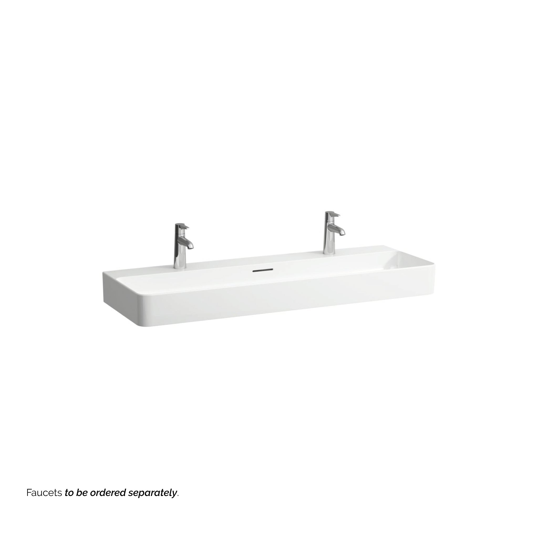 Laufen, Laufen Val 47" x 17" White Ceramic Wall-Mounted Trough Bathroom Sink With 2 Faucet Holes