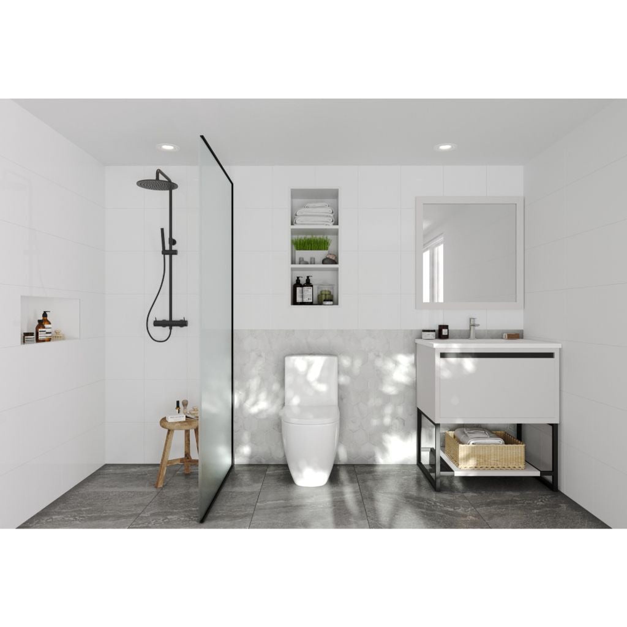 Laviva, Laviva Alto 30" White Vanity Base and Matte White Solid Surface Countertop With Integrated Sink