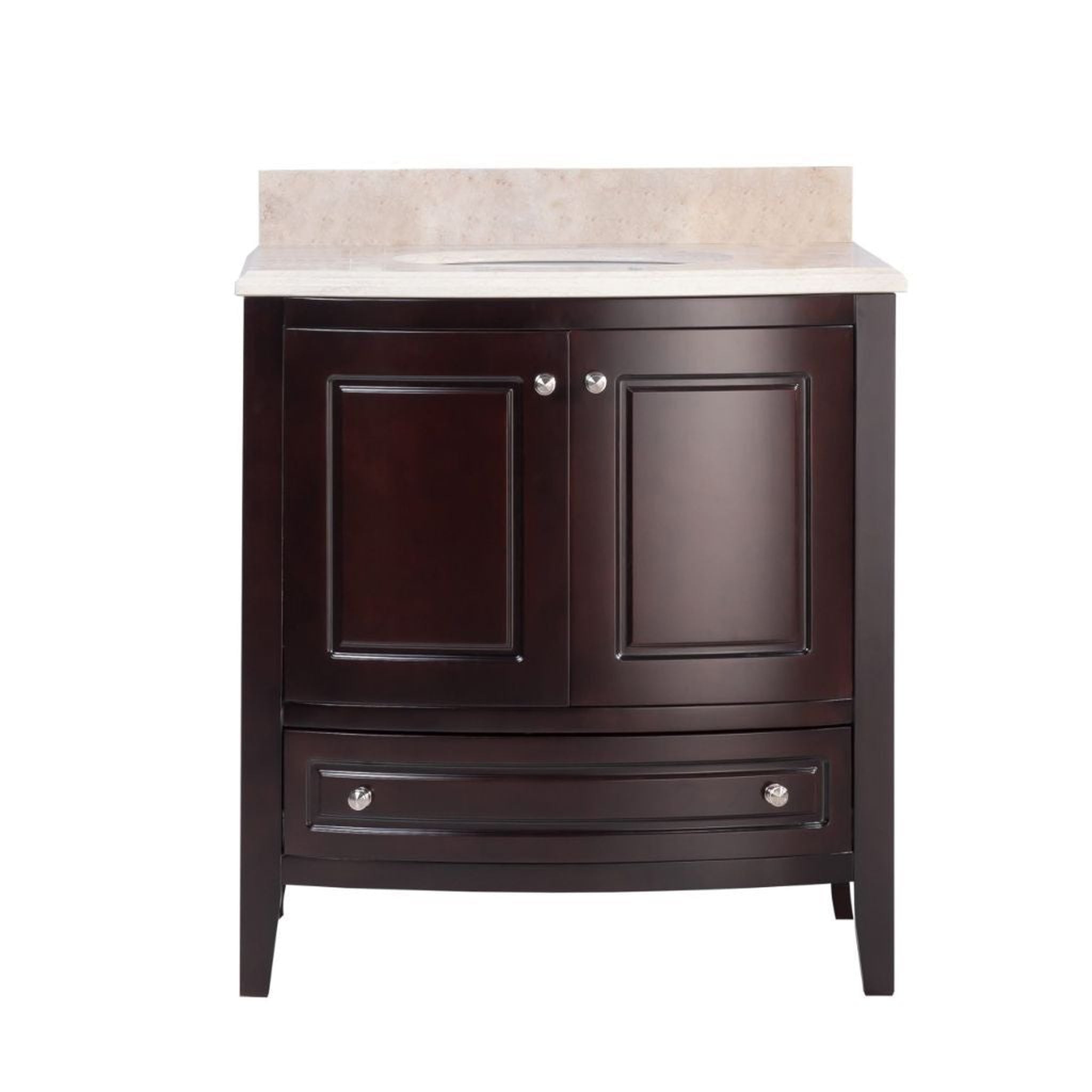 Laviva, Laviva Estella 32" Freestanding Brown Vanity Base and Jerusalem Gold Marble Countertop With Oval Ceramic Sink