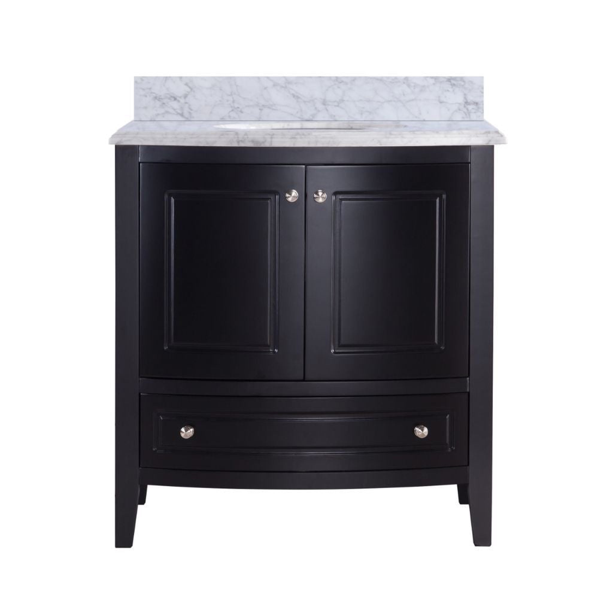 Laviva, Laviva Estella 32" Freestanding Espresso Vanity Base and White Carrara Marble Countertop With Oval Ceramic Sink