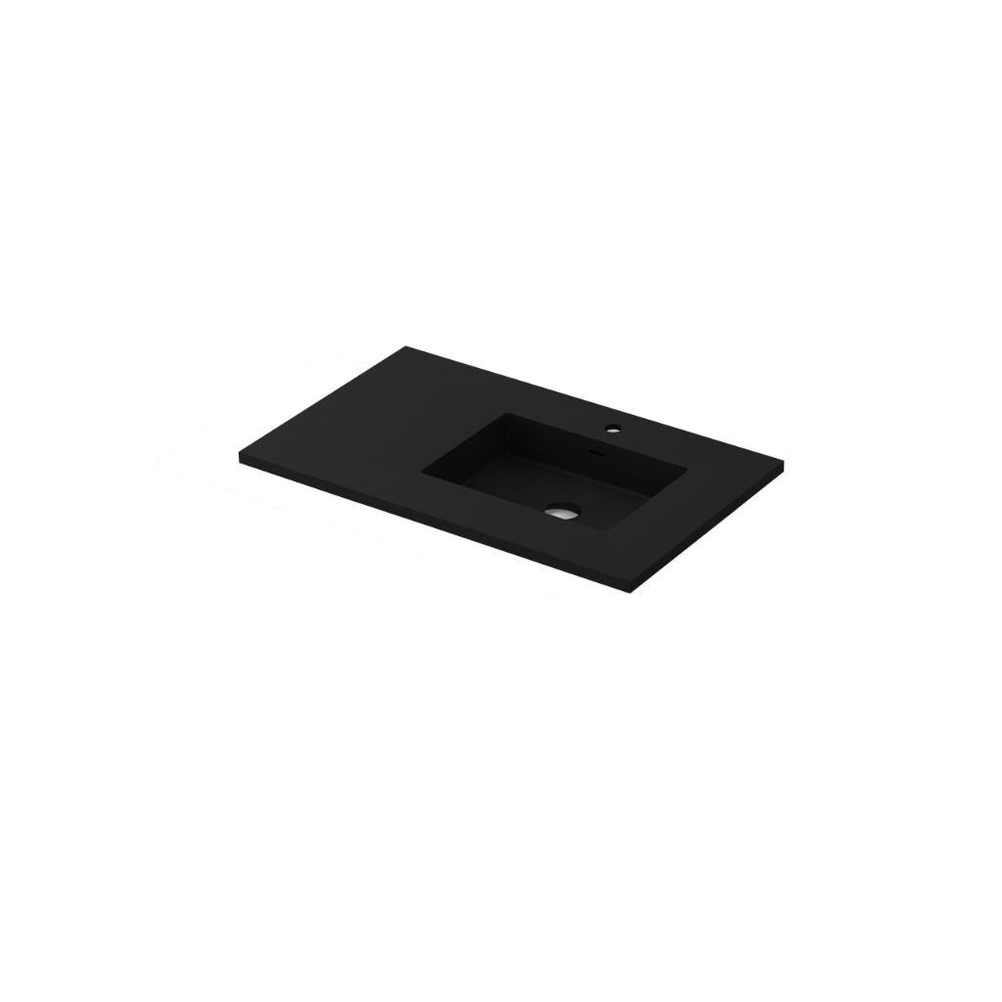 Laviva, Laviva Forever 36" Matte Black Viva Stone Solid Surface Countertop With Right Offset Integrated Sink