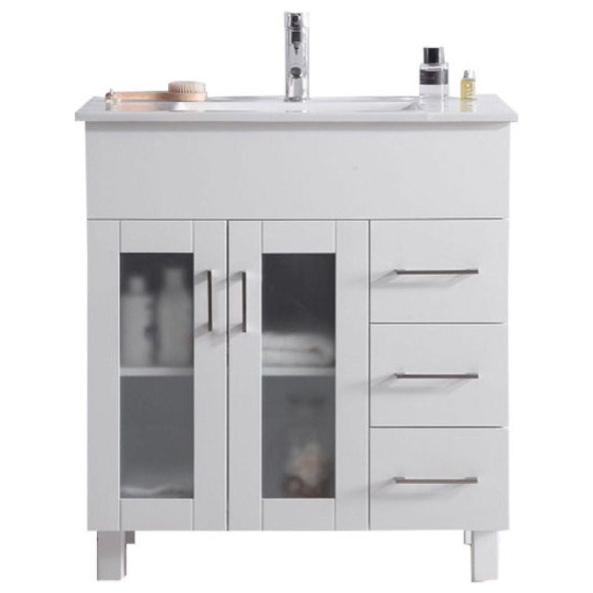 Laviva, Laviva Nova 32" White Vanity Base and White Countertop With Ceramic Sink