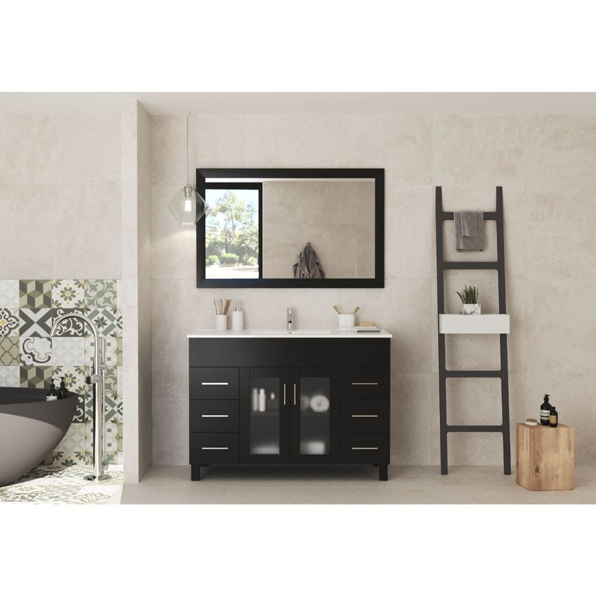 Laviva, Laviva Nova 48" Espresso Vanity Base and White Countertop With Ceramic Sink