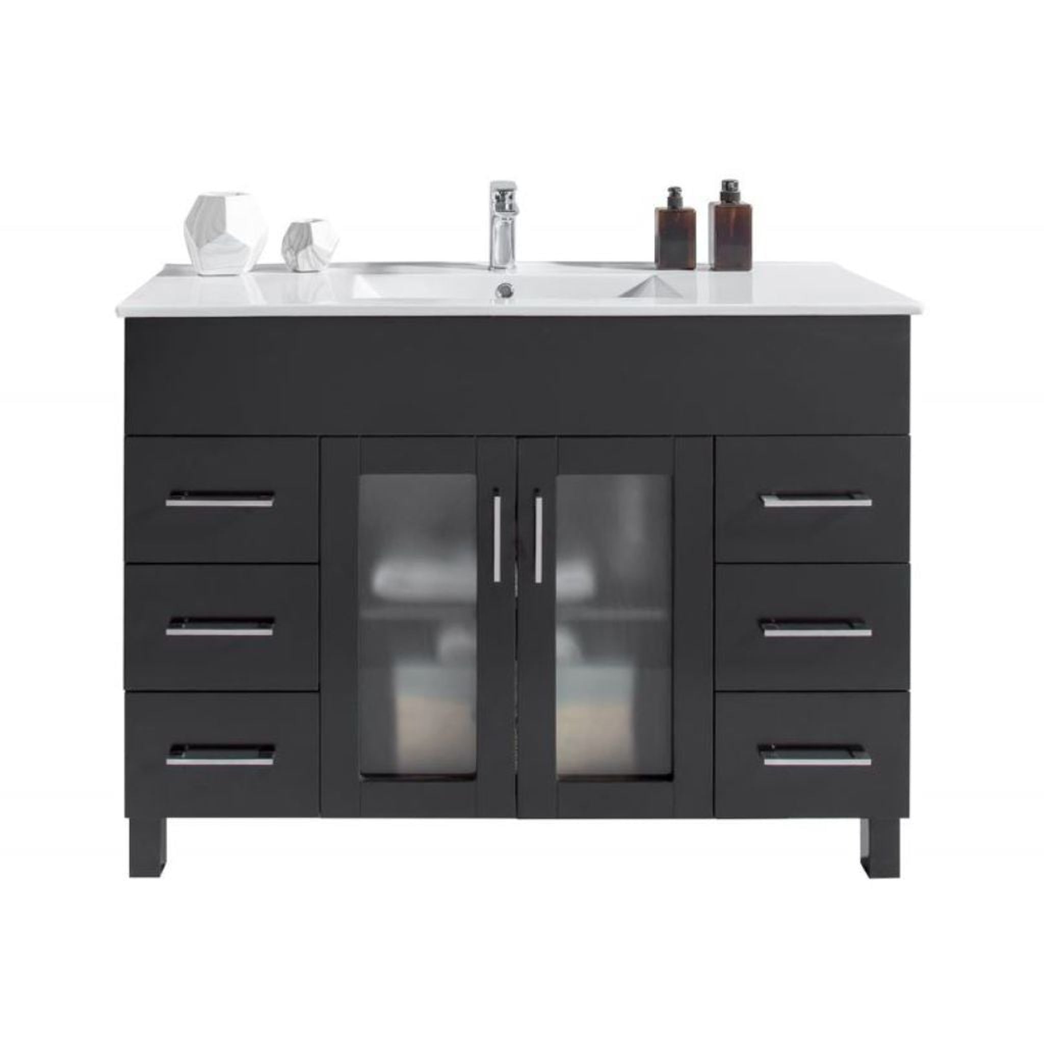 Laviva, Laviva Nova 48" Espresso Vanity Base and White Countertop With Ceramic Sink