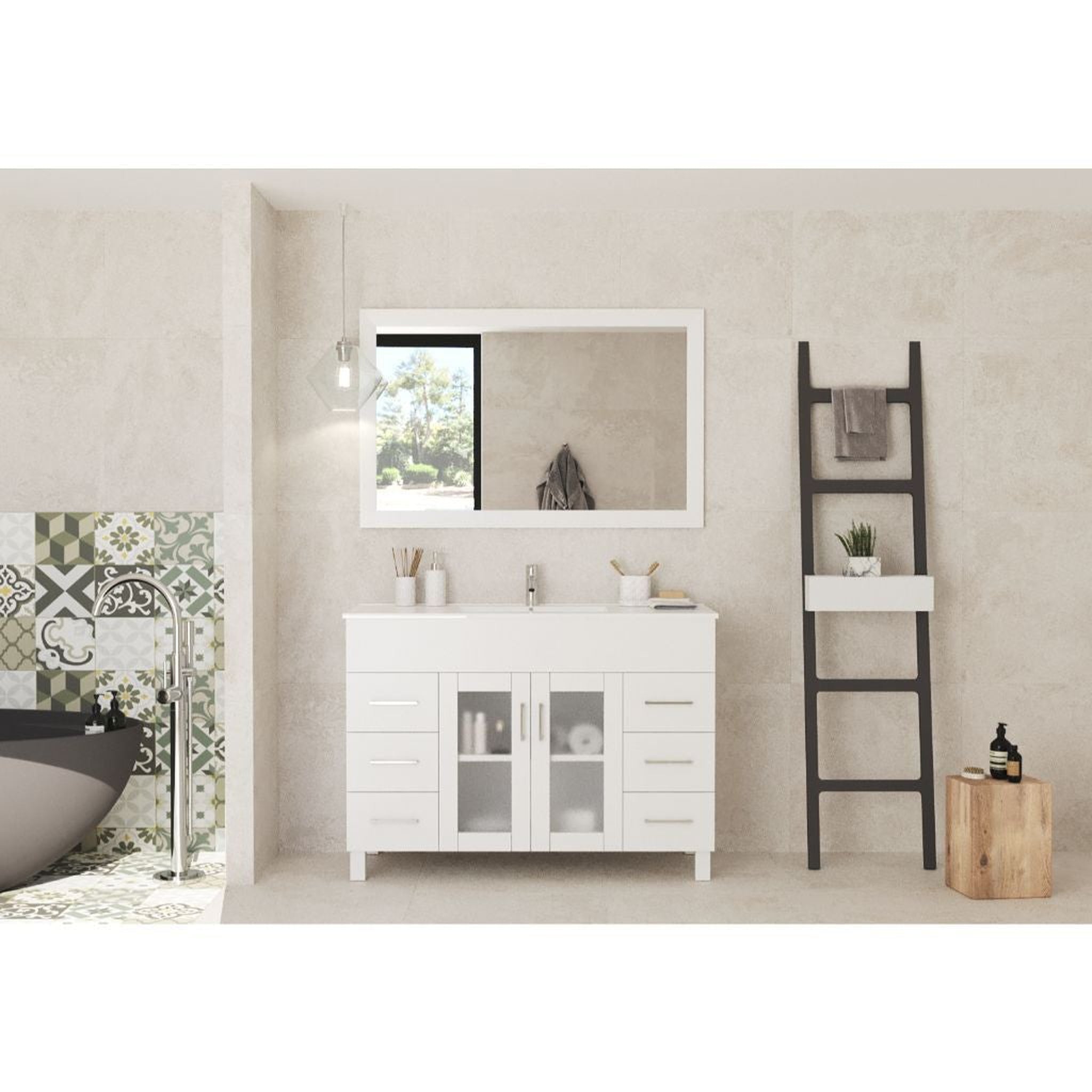 Laviva, Laviva Nova 48" White Vanity Base and White Countertop With Ceramic Sink