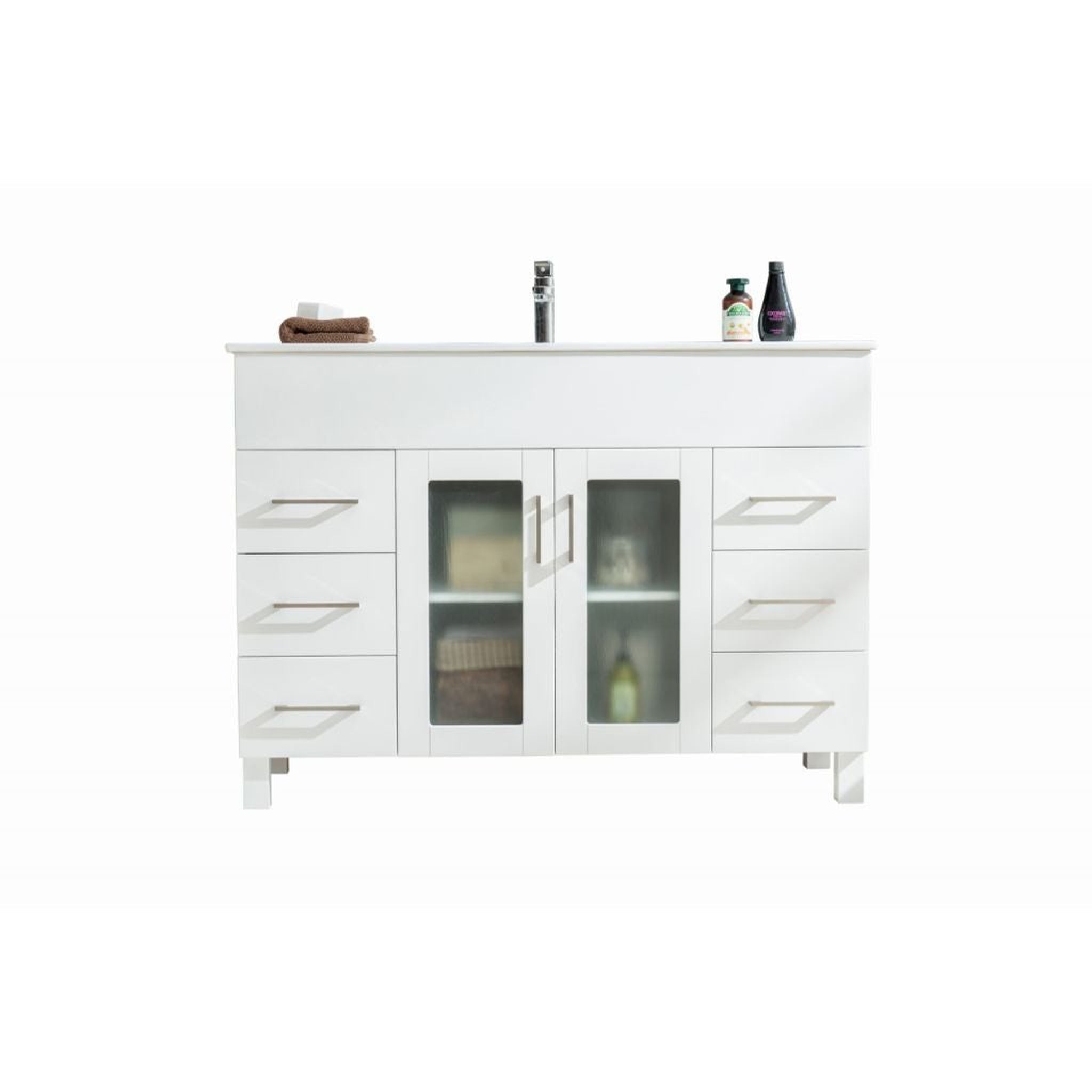 Laviva, Laviva Nova 48" White Vanity Base and White Countertop With Ceramic Sink