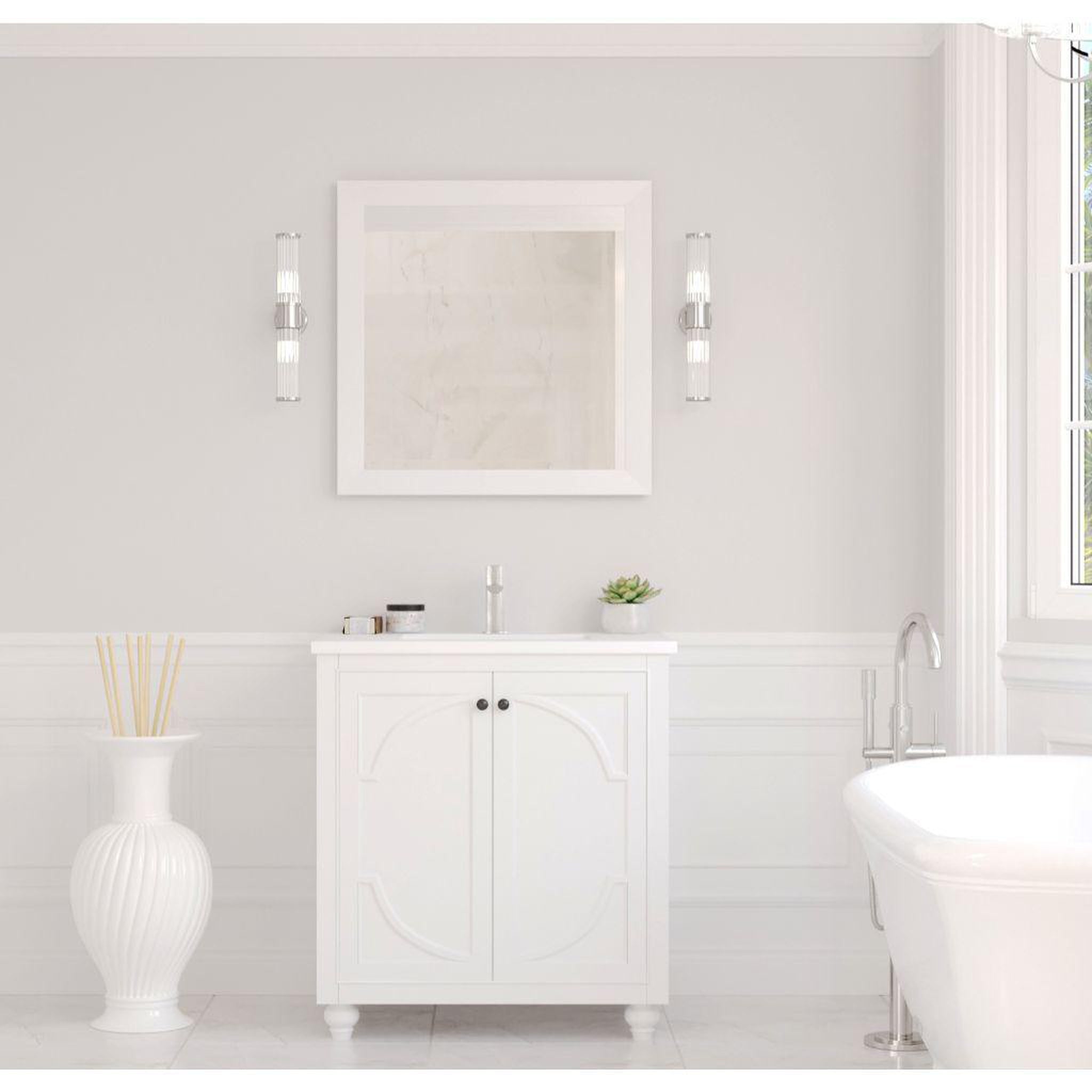 Laviva, Laviva Odyssey 30" White Vanity Base and Matte White Solid Surface Countertop With Integrated Sink