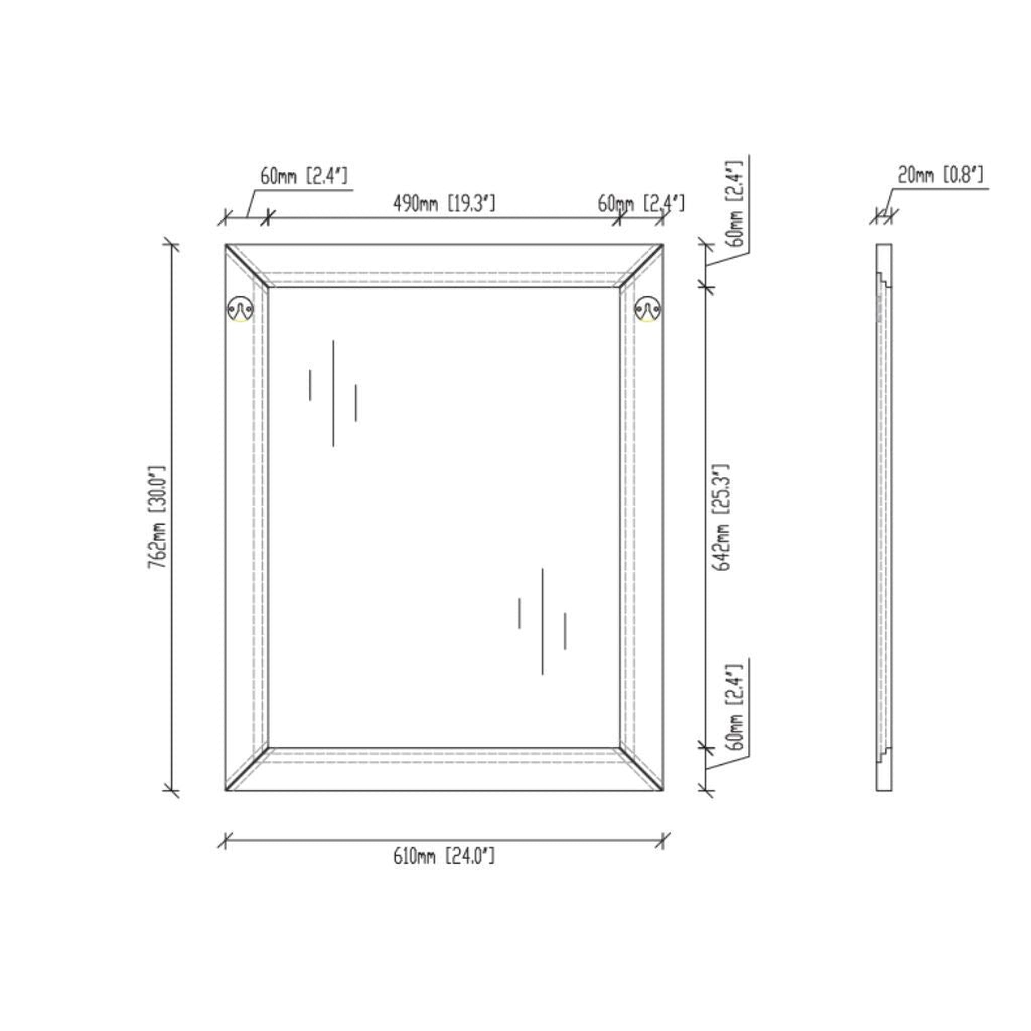 Laviva, Laviva Sterling 24" Rectangular Fully Framed Mirror in Gray Finish