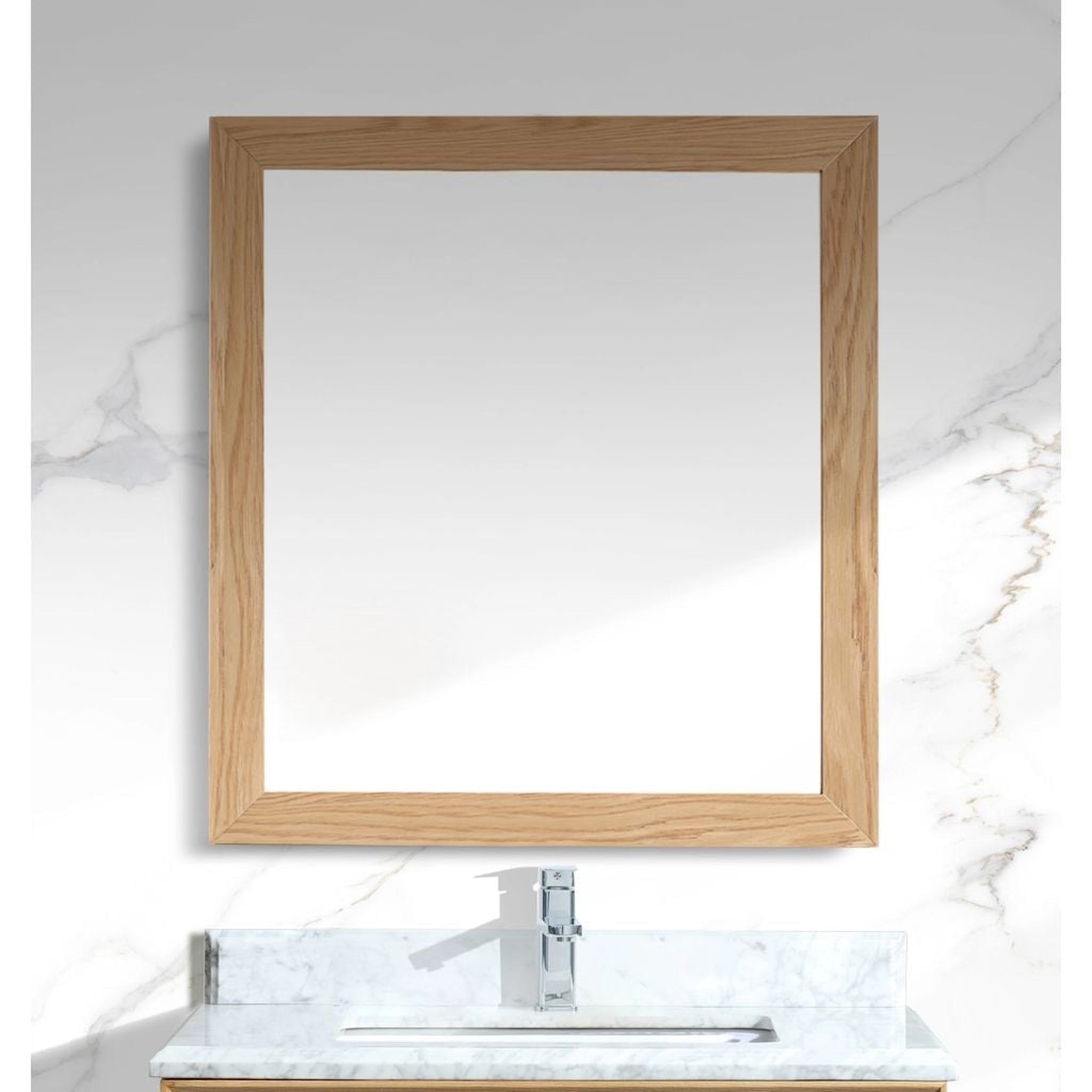 Laviva, Laviva Sterling 30" Square Fully Framed Mirror in California White Oak Finish